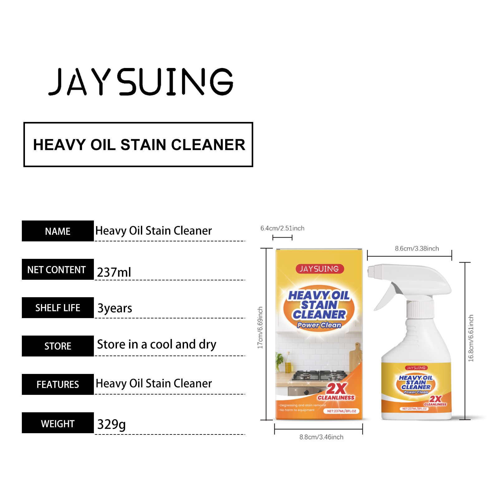 JAYSUING Kitchen Grease Cleaner Spray, 237 ml photo 2
