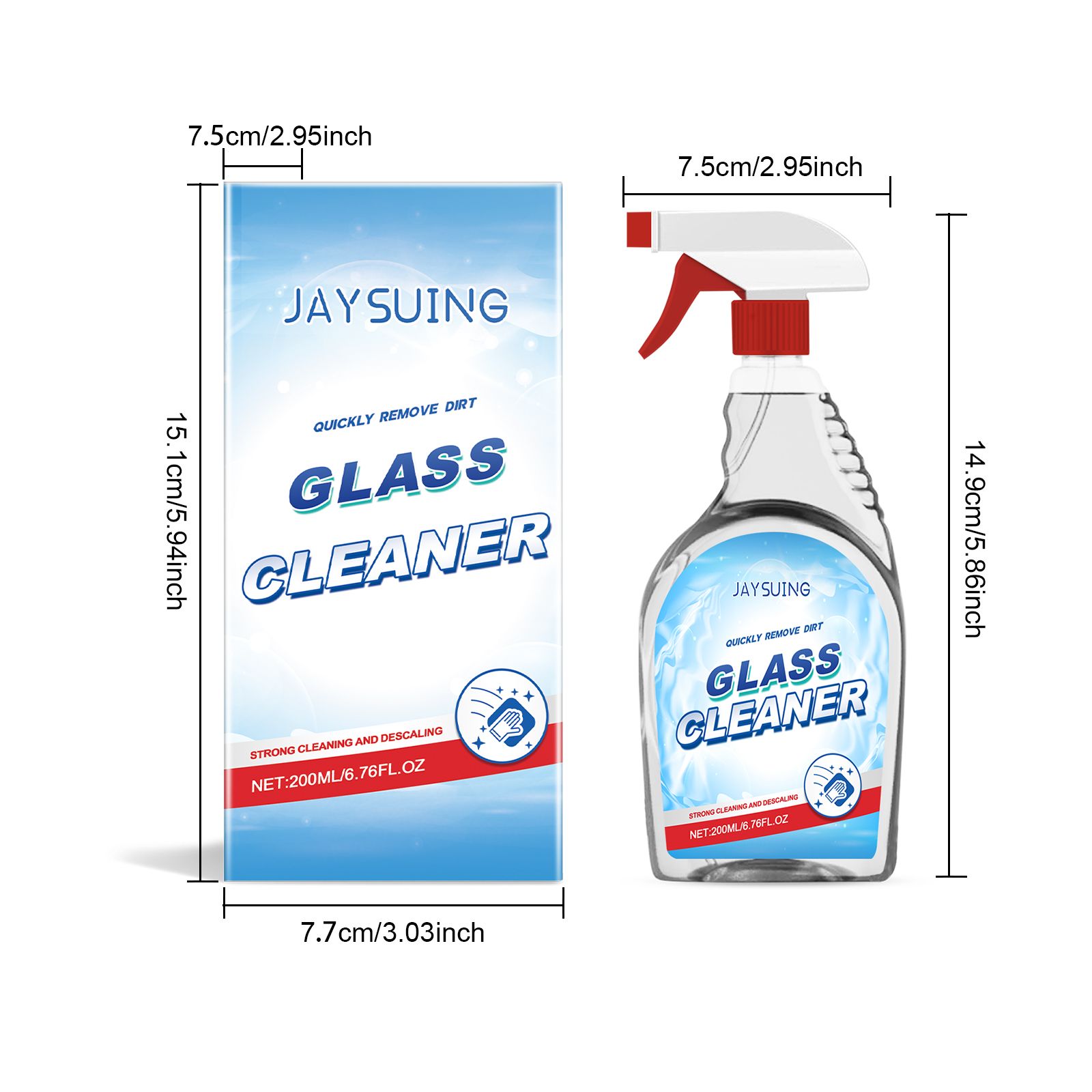JAYSUING Glass Cleaner Spray, 200 ml / 1 Bottle photo 7