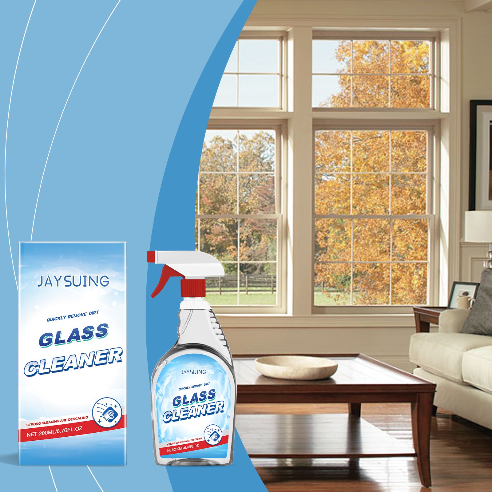 JAYSUING Glass Cleaner Spray, 200 ml / 1 Bottle photo 3
