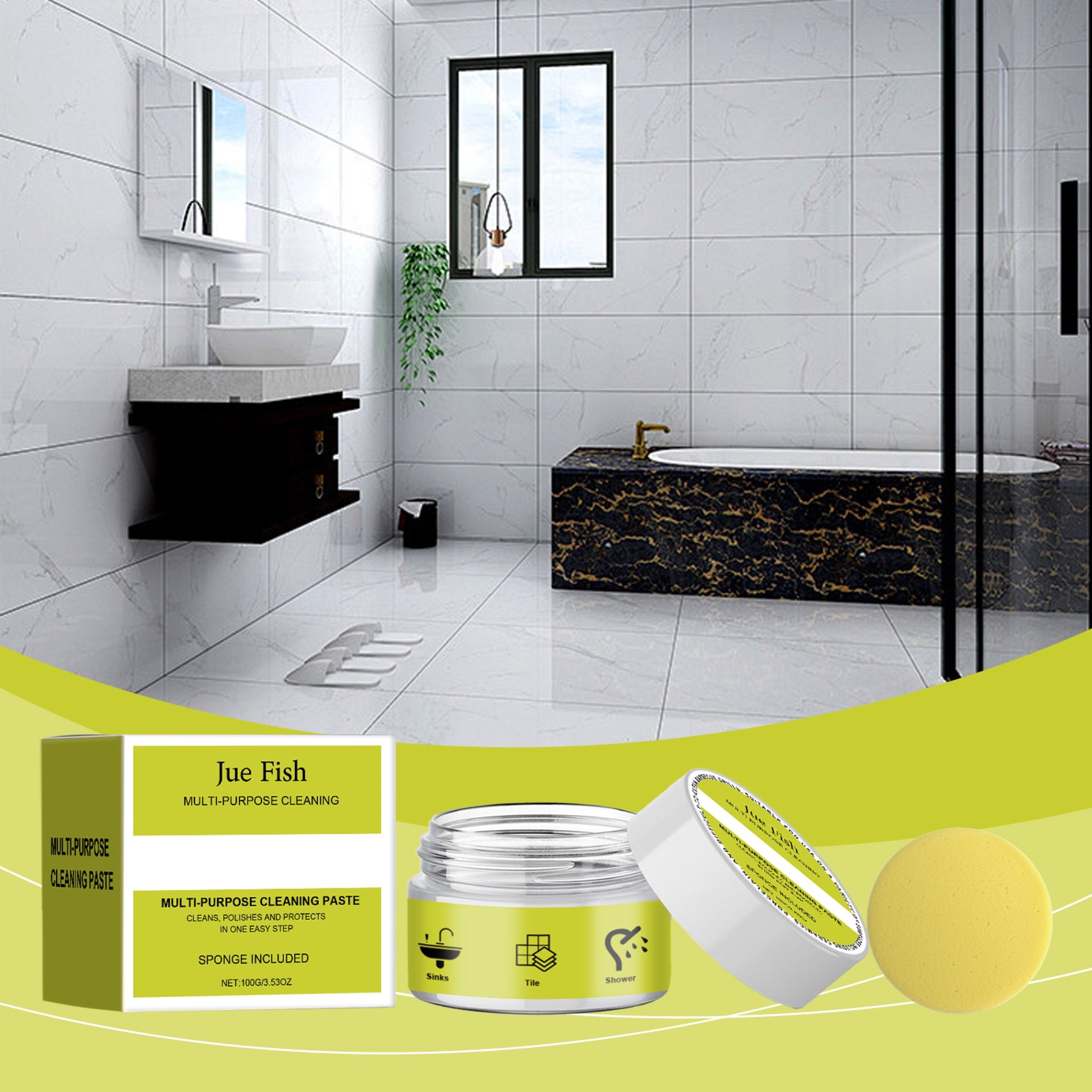 JUE FISH Multipurpose Cleaning Paste, 100 g with Sponge photo 7