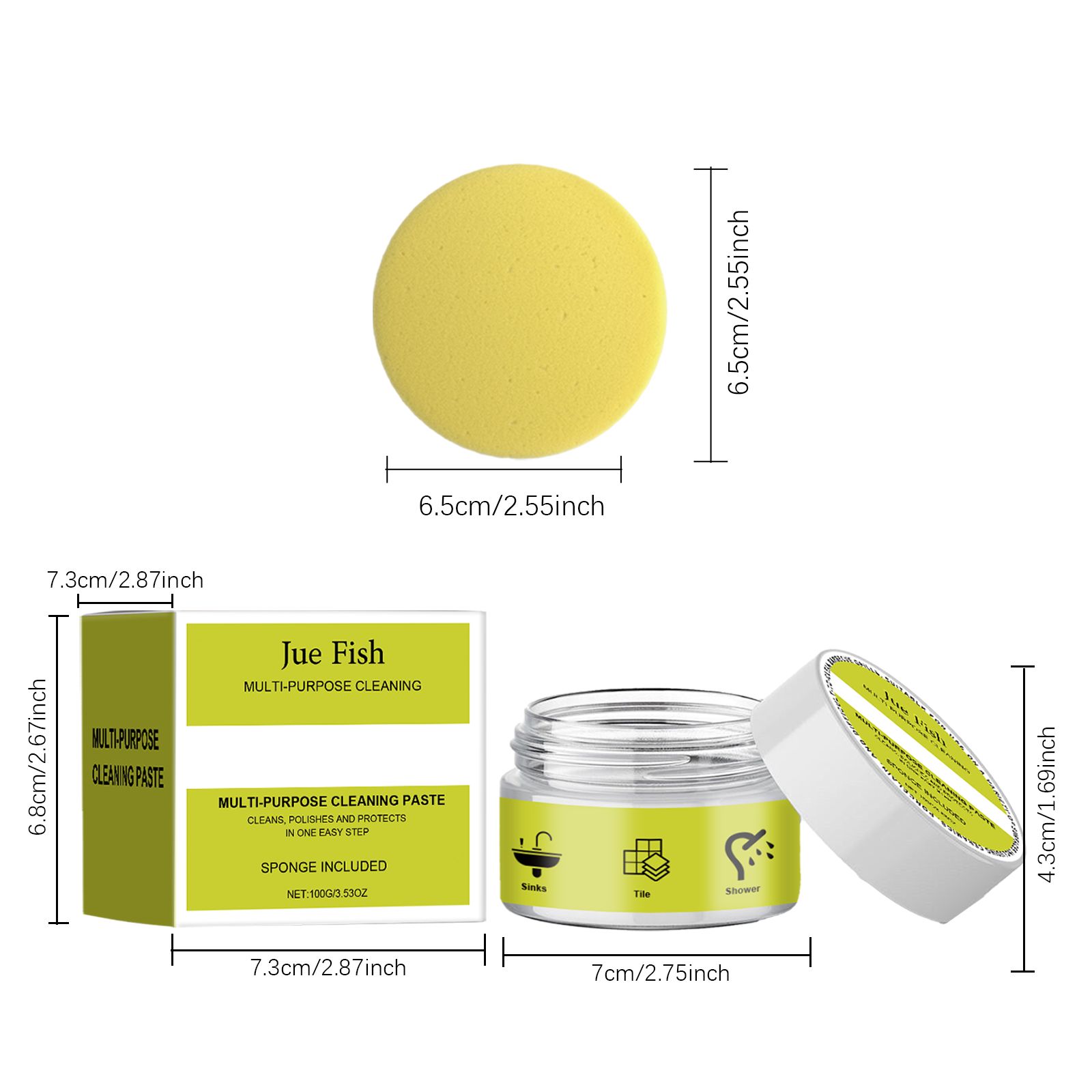 JUE FISH Multipurpose Cleaning Paste, 100 g with Sponge photo 4