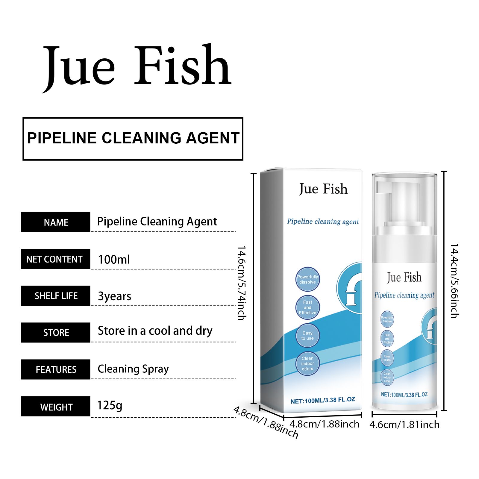 JUE FISH Foaming Drain Cleaner, 100 ml / 1 Bottle photo 8