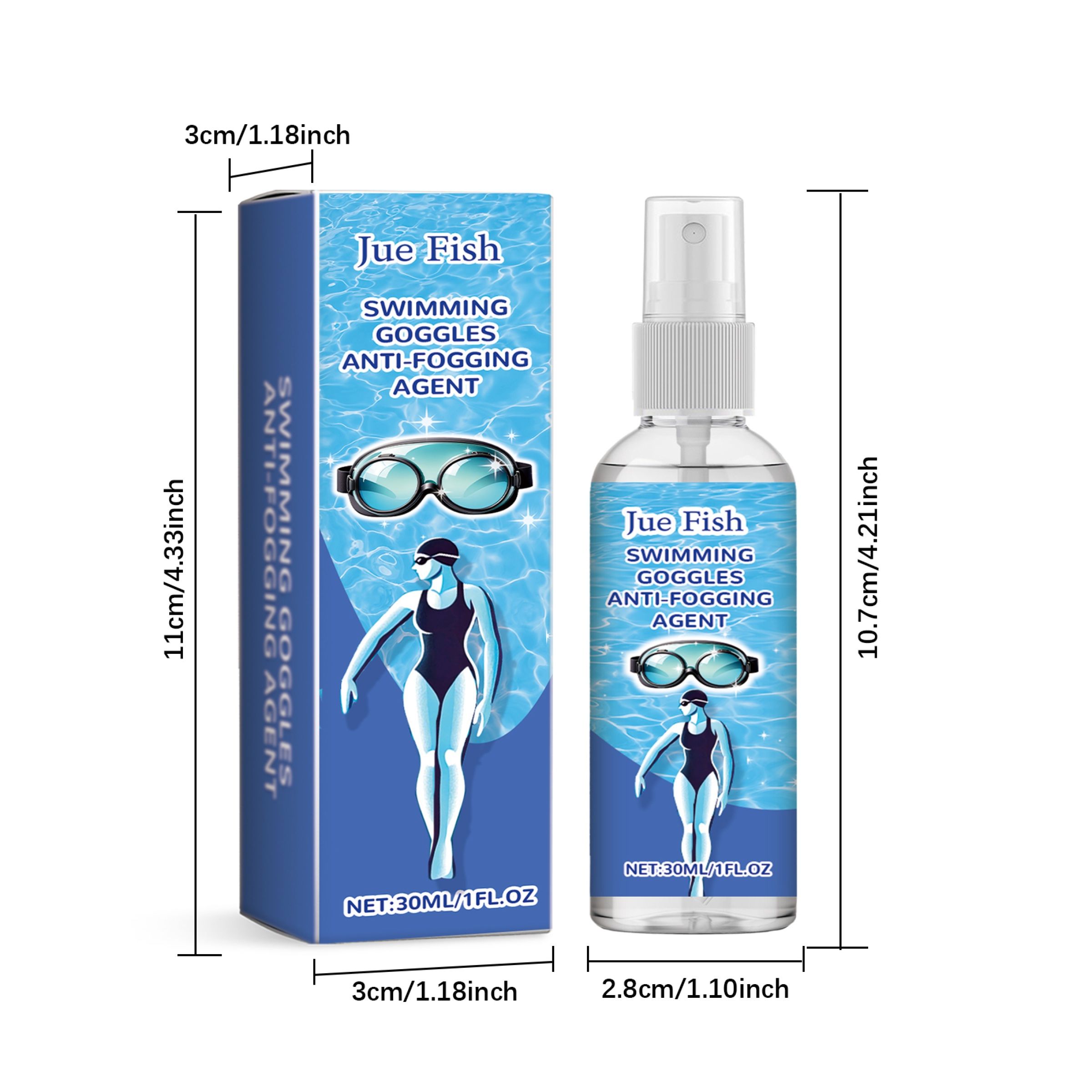 JUE FISH Swimming Goggle Anti-Fog Spray, 30 ml / 1 Bottle photo 3