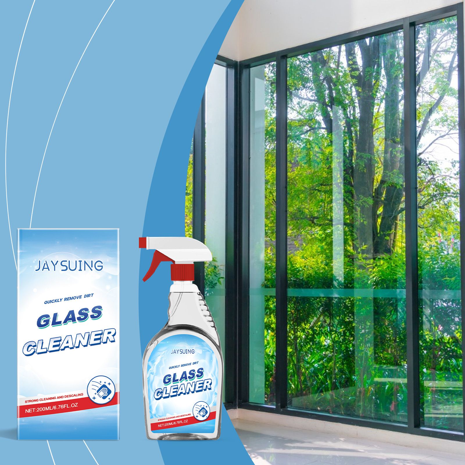 JAYSUING Glass Cleaner Spray, 200 ml / 1 Bottle photo 5
