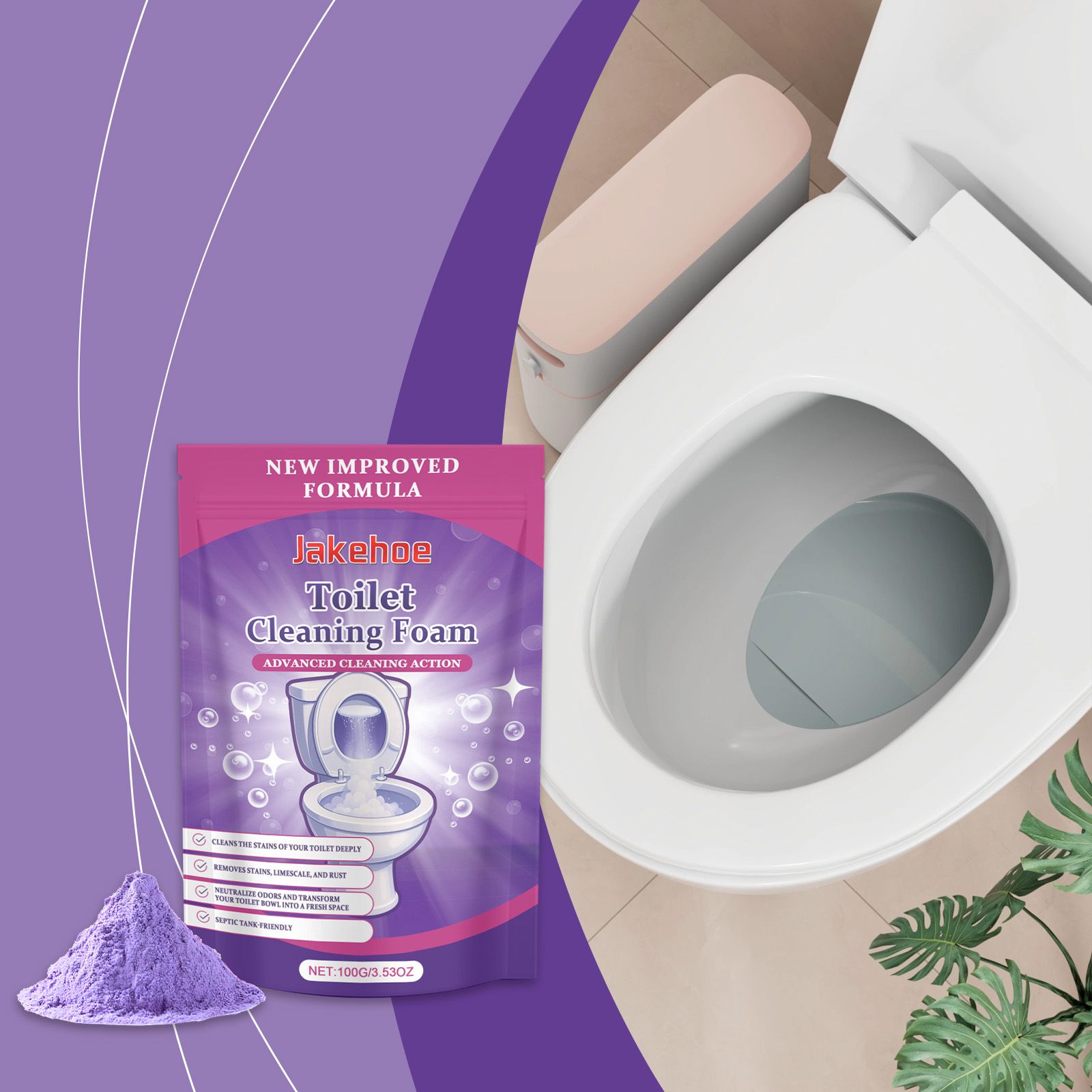 JAKEHOE Toilet Cleaning Powder, 100 g / 1 Pack photo 2
