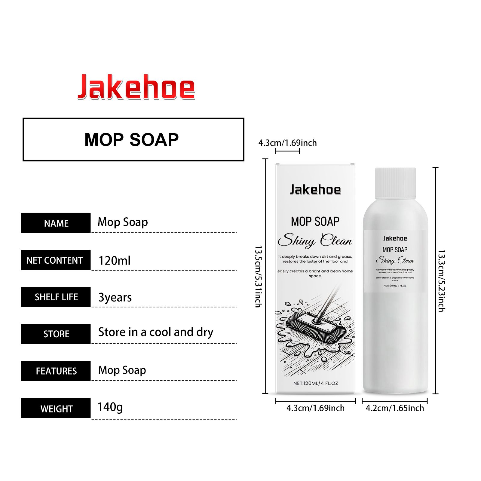 JAKEHOE Mop Soap Floor Cleaner, 120 ml photo 2