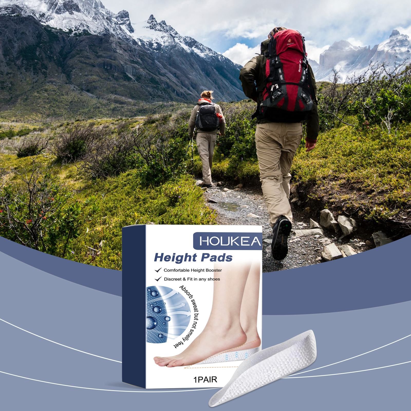 HOUKEA Height Lift Shoe Insoles, 1 Pair photo 2