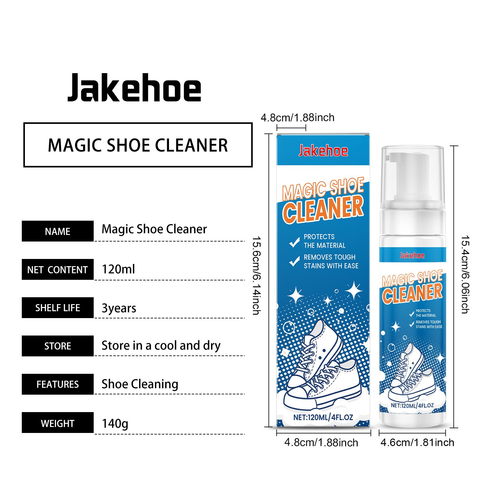 JAKEHOE Foaming Shoe Cleaner, 120 ml / 1 Bottle photo 4