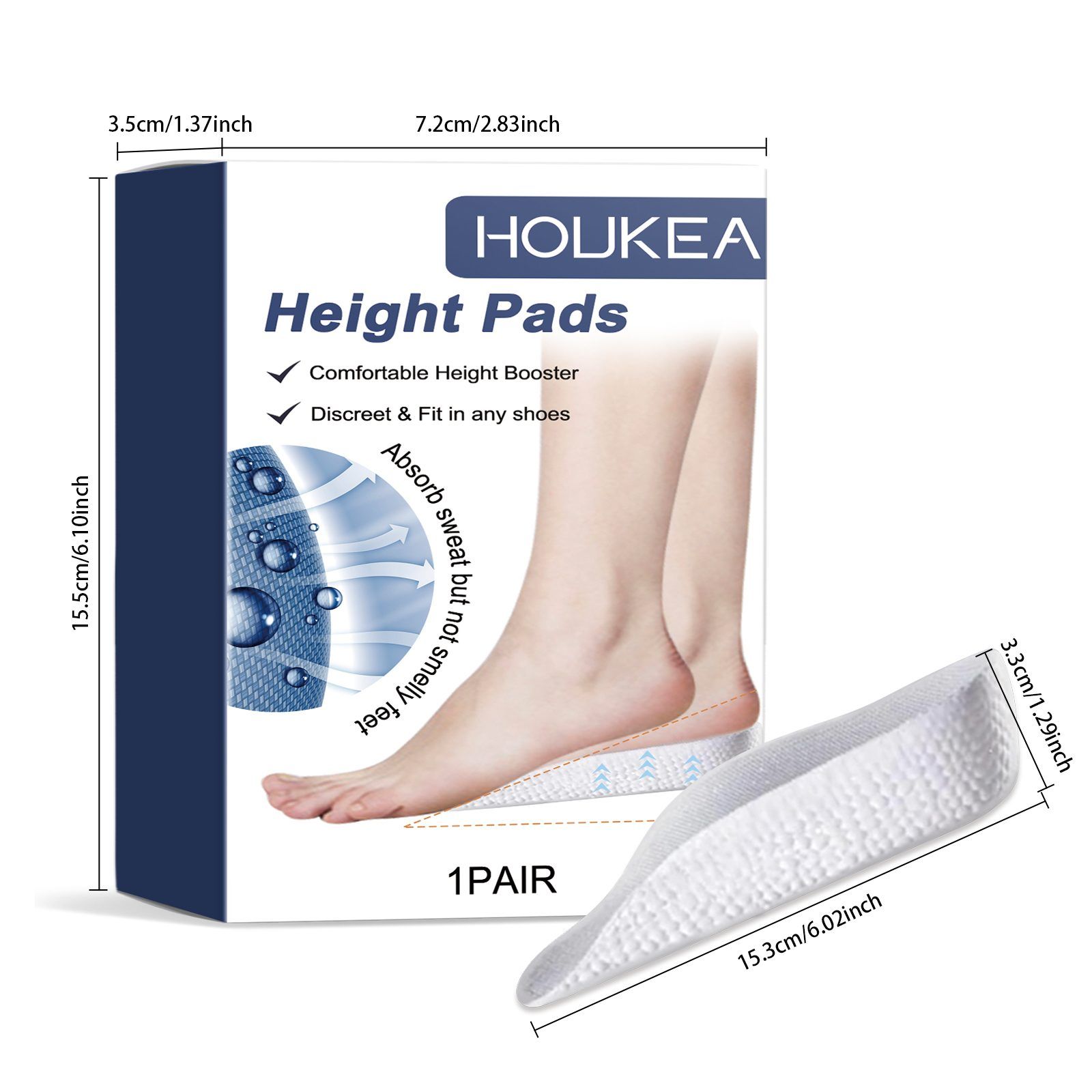 HOUKEA Height Lift Shoe Insoles, 1 Pair photo 3