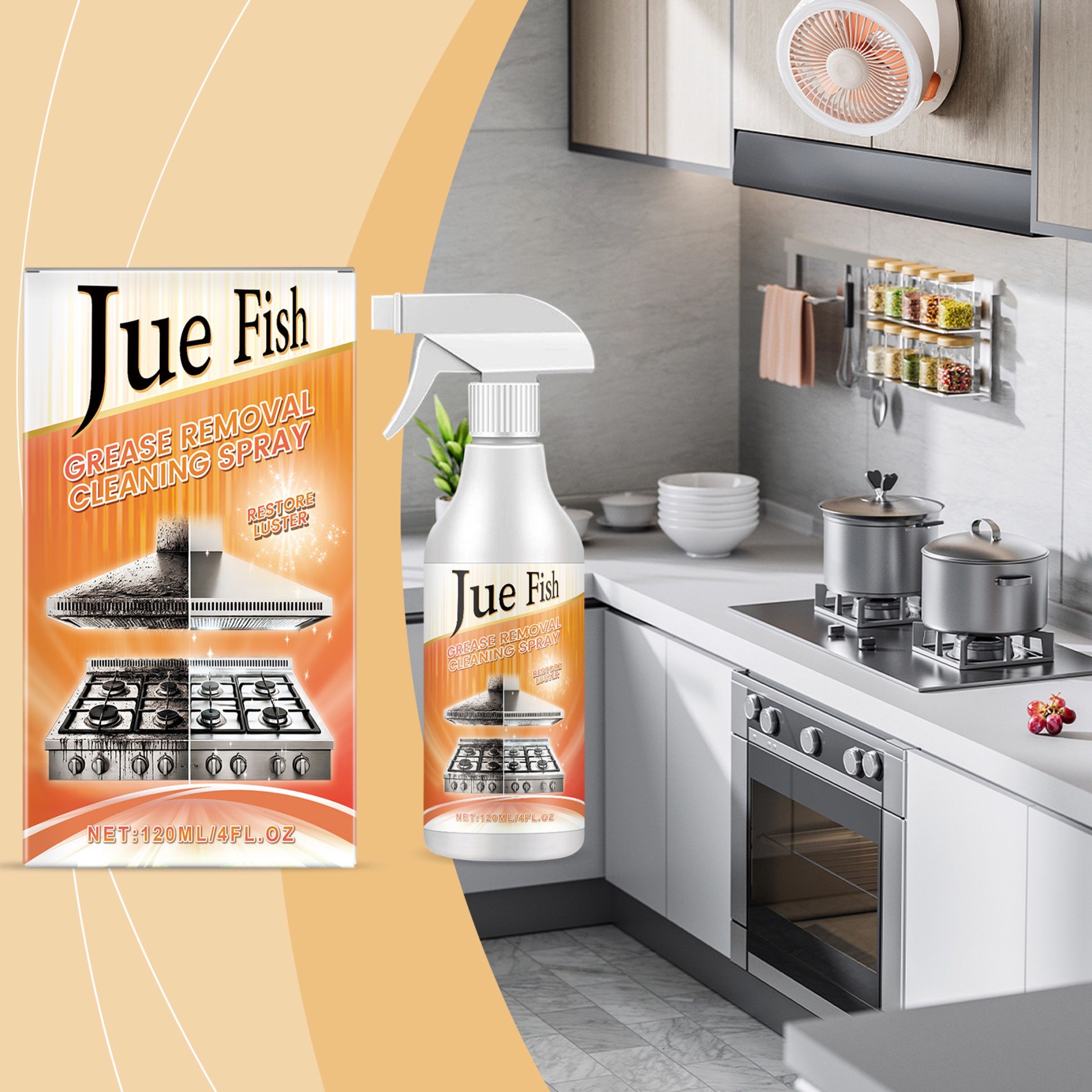 JUE FISH Grease Cleaner Spray, 120 ml / 1 Bottle photo 4