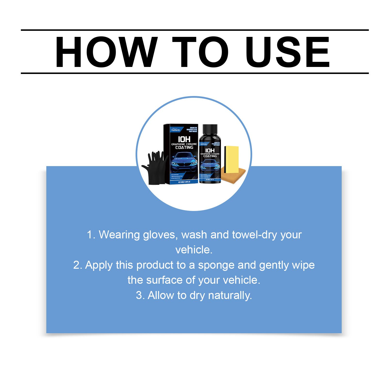 HOMONTH Automotive Ceramic Coating Kit, 50 ml Kit with Applicators photo 5
