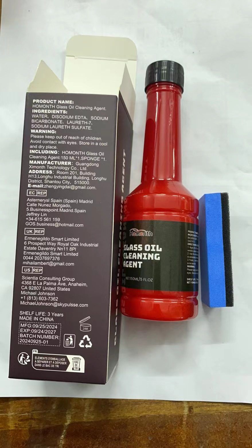 HOMONTH Automotive Windshield Glass Film Care Liquid, 150 ml with 1 Sponge photo 7