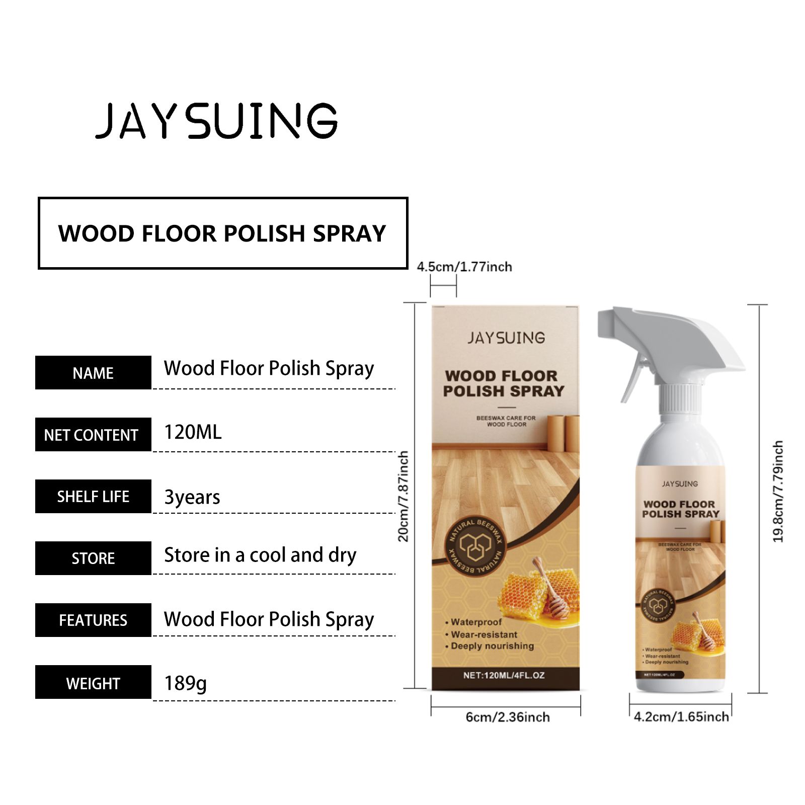 JAYSUING Wood Floor Wax Care Spray, 120 ml / 1 Bottle photo 4