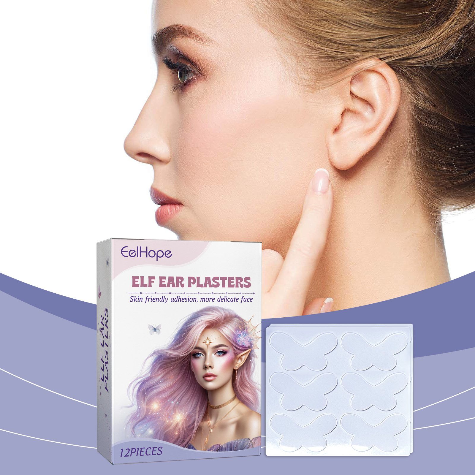 EELHOPE Butterfly Elf Ear Cosmetic Stickers, 12 Pieces photo 2