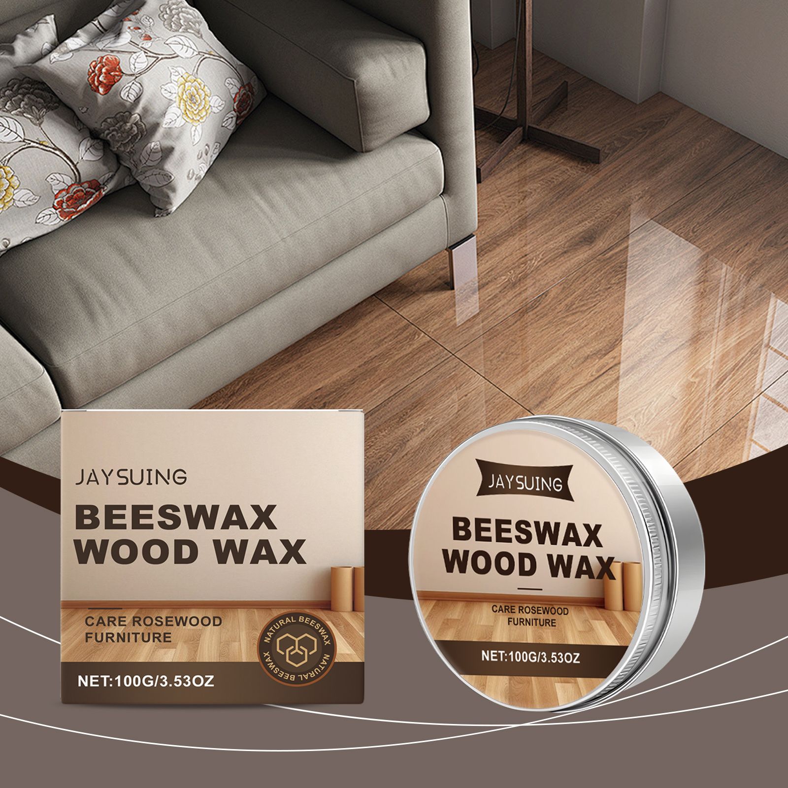 JAYSUING Wood Floor Care Wax, 100 g / 1 Tin photo 3