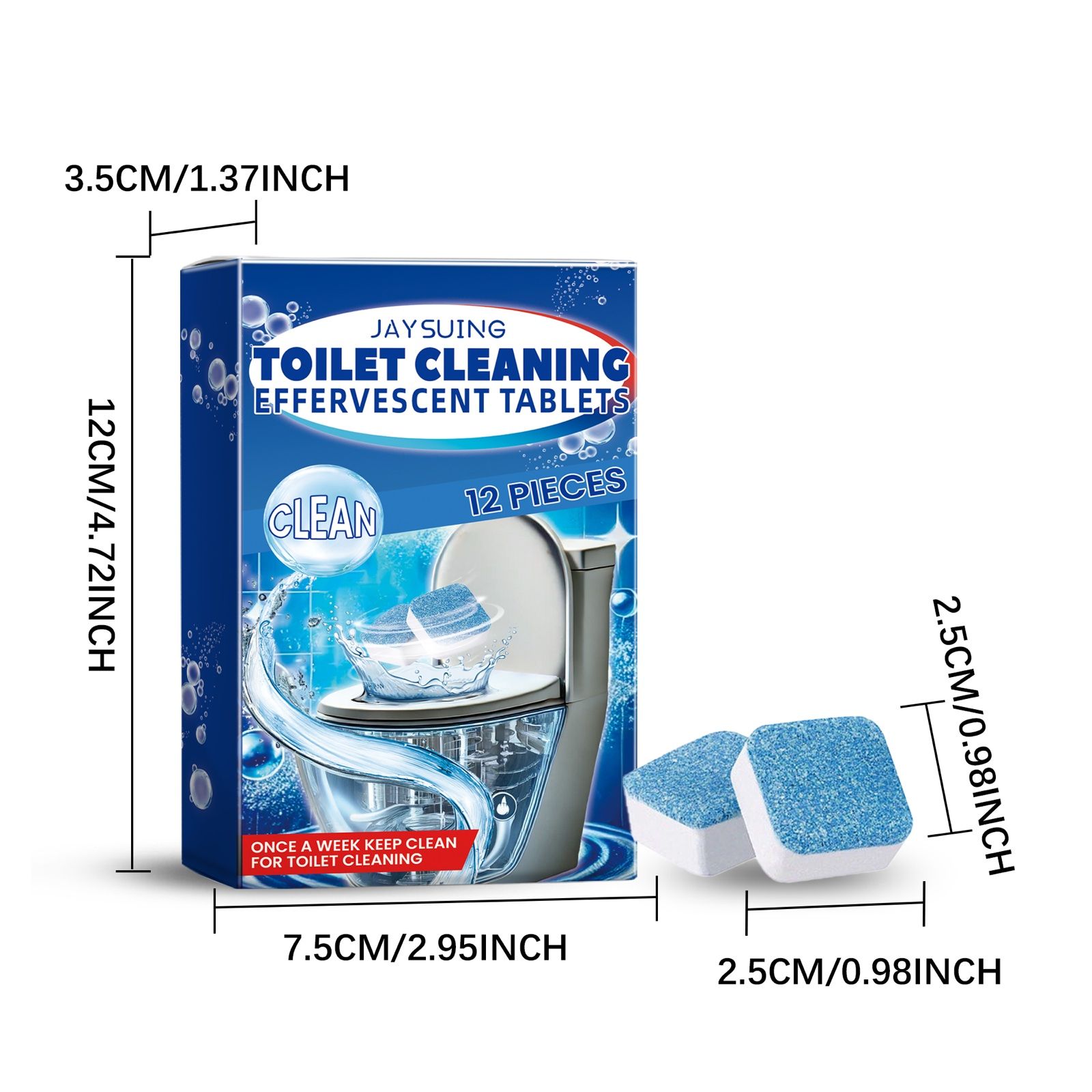 JAYSUING Toilet Bowl Cleaning Tablets, 12 Pieces photo 2