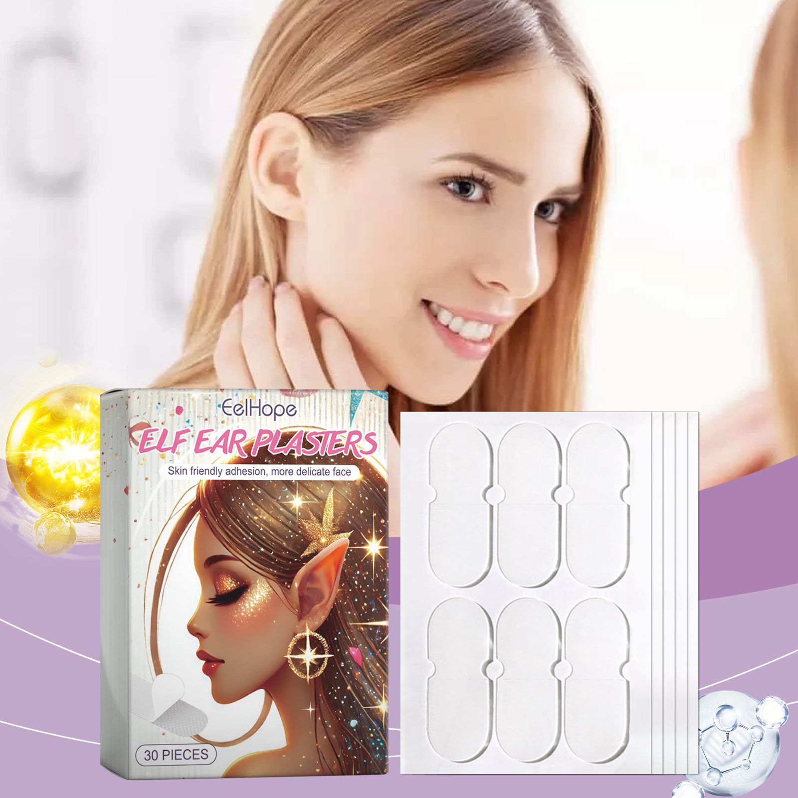EELHOPE Elf Ear Cosmetic Stickers, 30 Pieces photo 2
