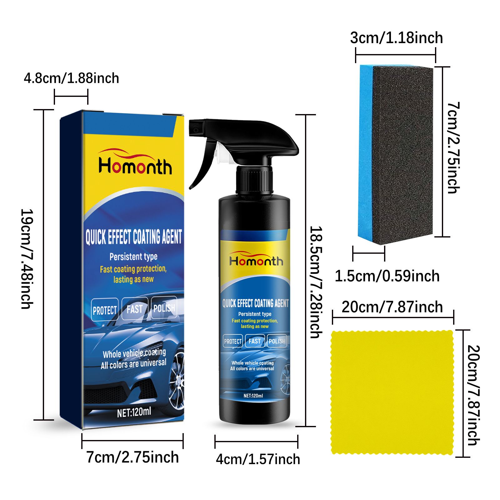 HOMONTH Automotive Coating Kit, 120 ml with Sponge and Cloth photo 5
