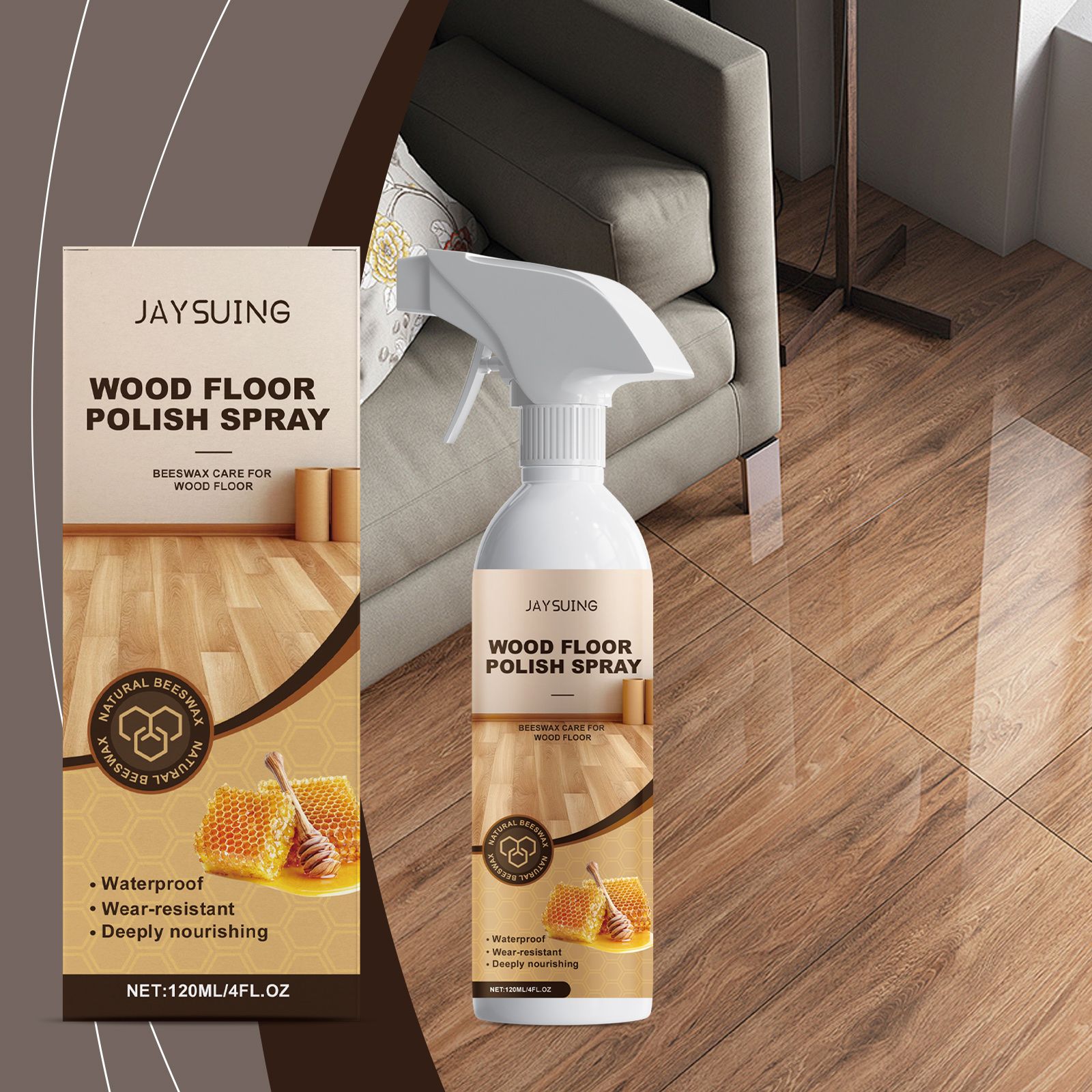 JAYSUING Wood Floor Wax Care Spray, 120 ml / 1 Bottle photo 2