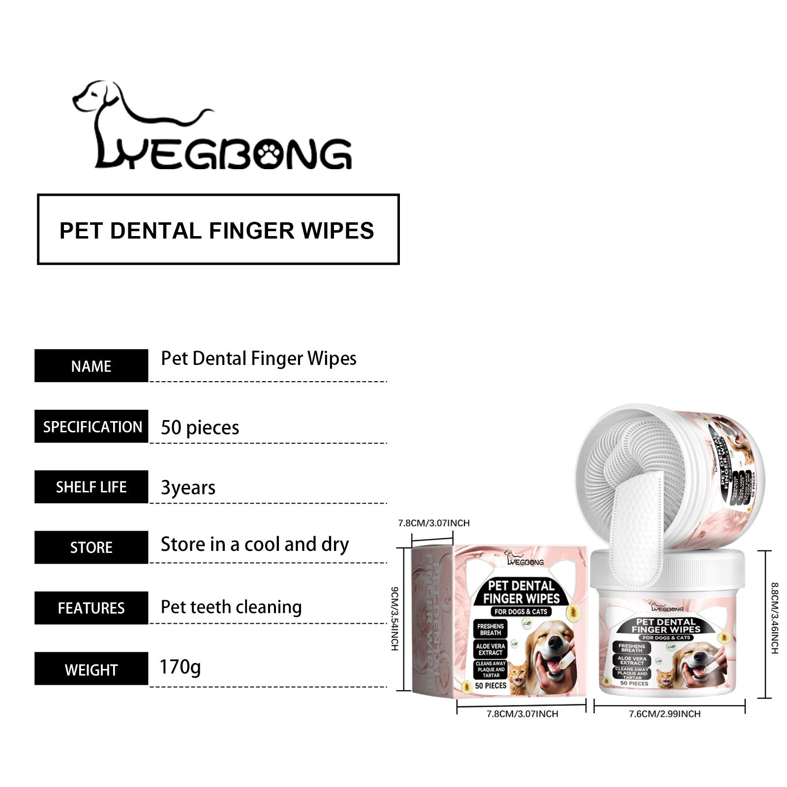 YEGBONG Pet Dental Finger Wipes, 50 Pieces photo 5