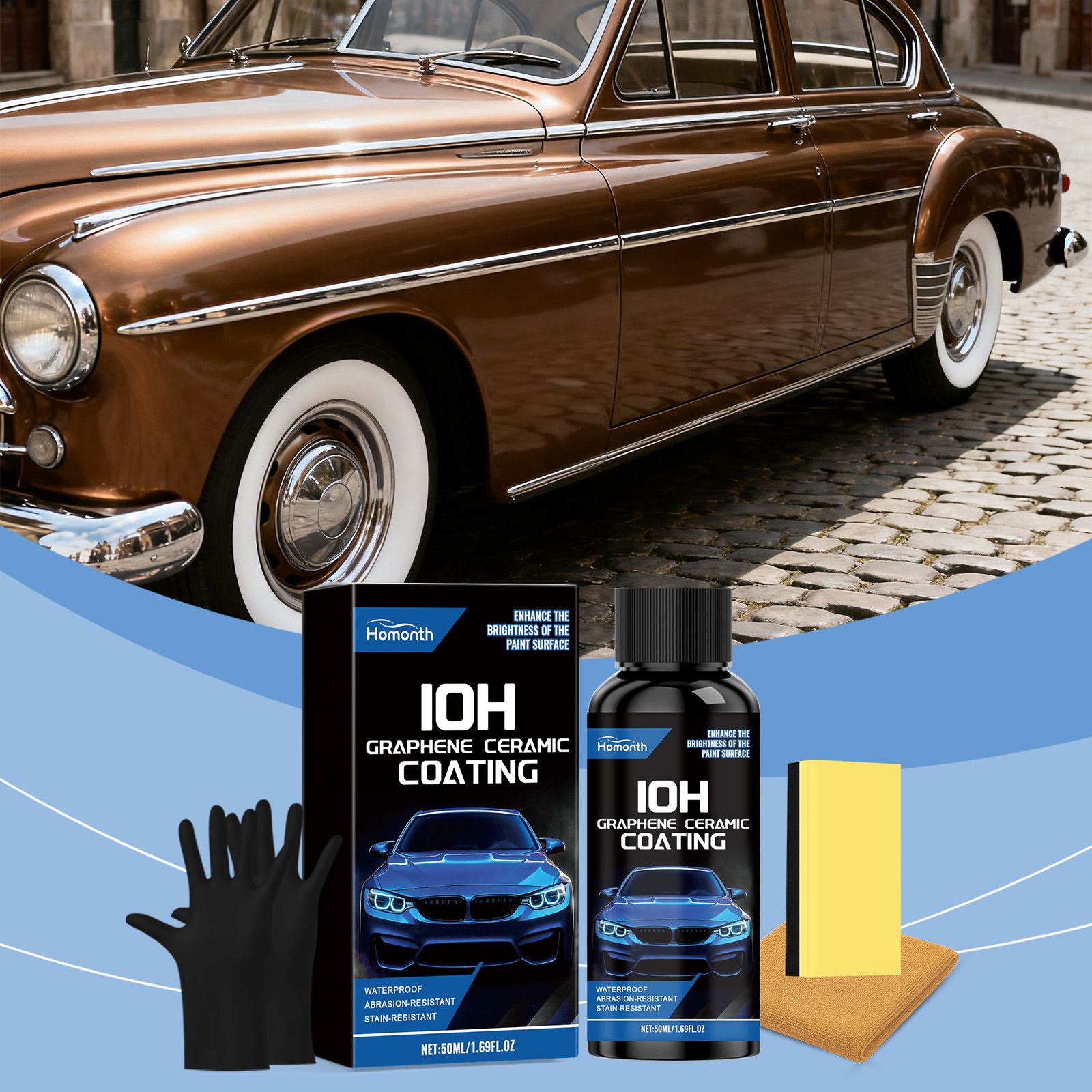 HOMONTH Automotive Ceramic Coating Kit, 50 ml Kit with Applicators photo 8