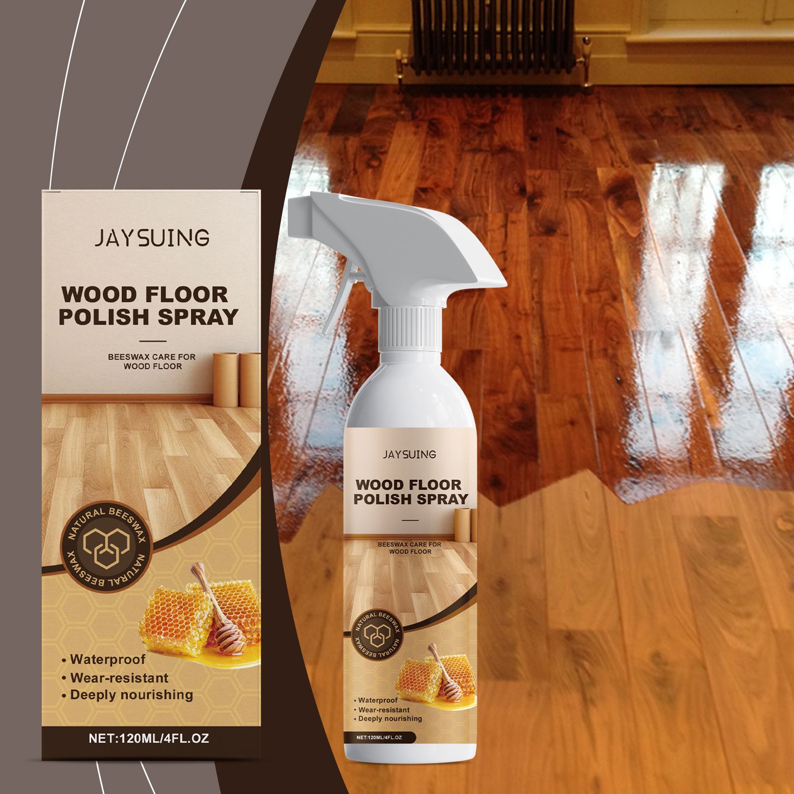JAYSUING Wood Floor Wax Care Spray, 120 ml / 1 Bottle photo 3