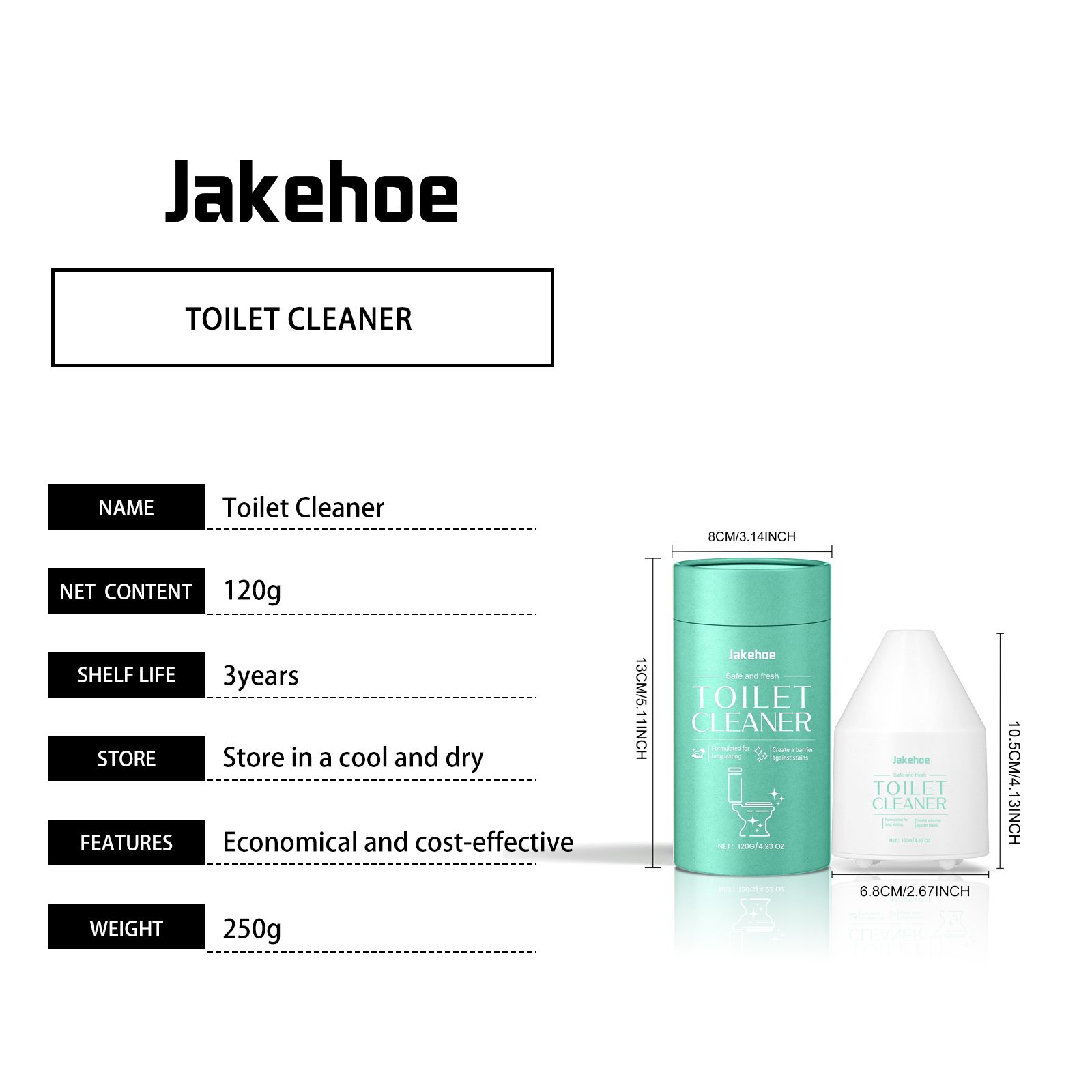 JAKEHOE Toilet Tank Cleaning Block Kit, 3 Blocks with Dosing Container, 120 g Total photo 2