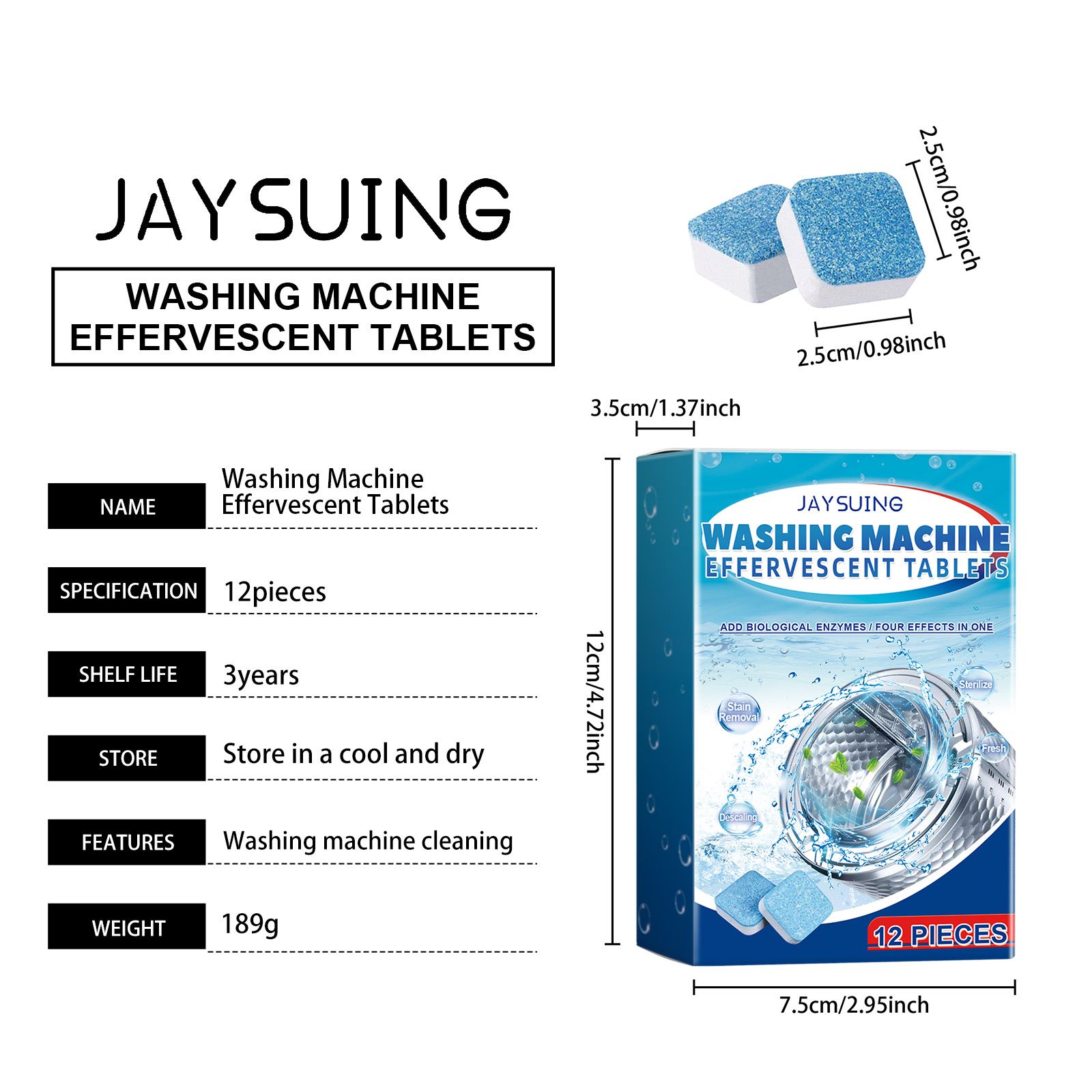 JAYSUING Washing Machine Cleaning Tablets, 12 Pieces photo 7