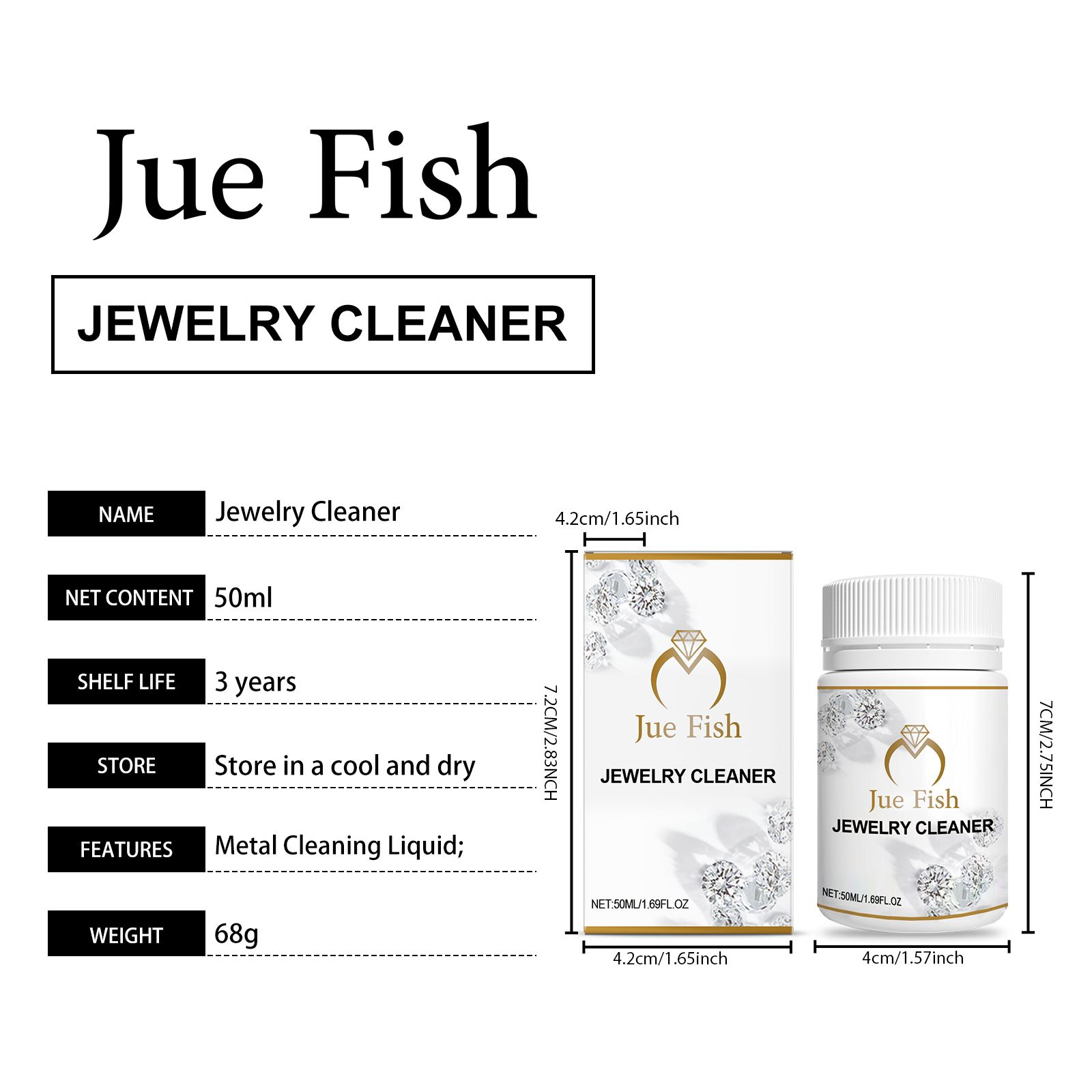 JUE FISH Jewelry Cleaner Liquid, 50 ml / 1 Bottle photo 5