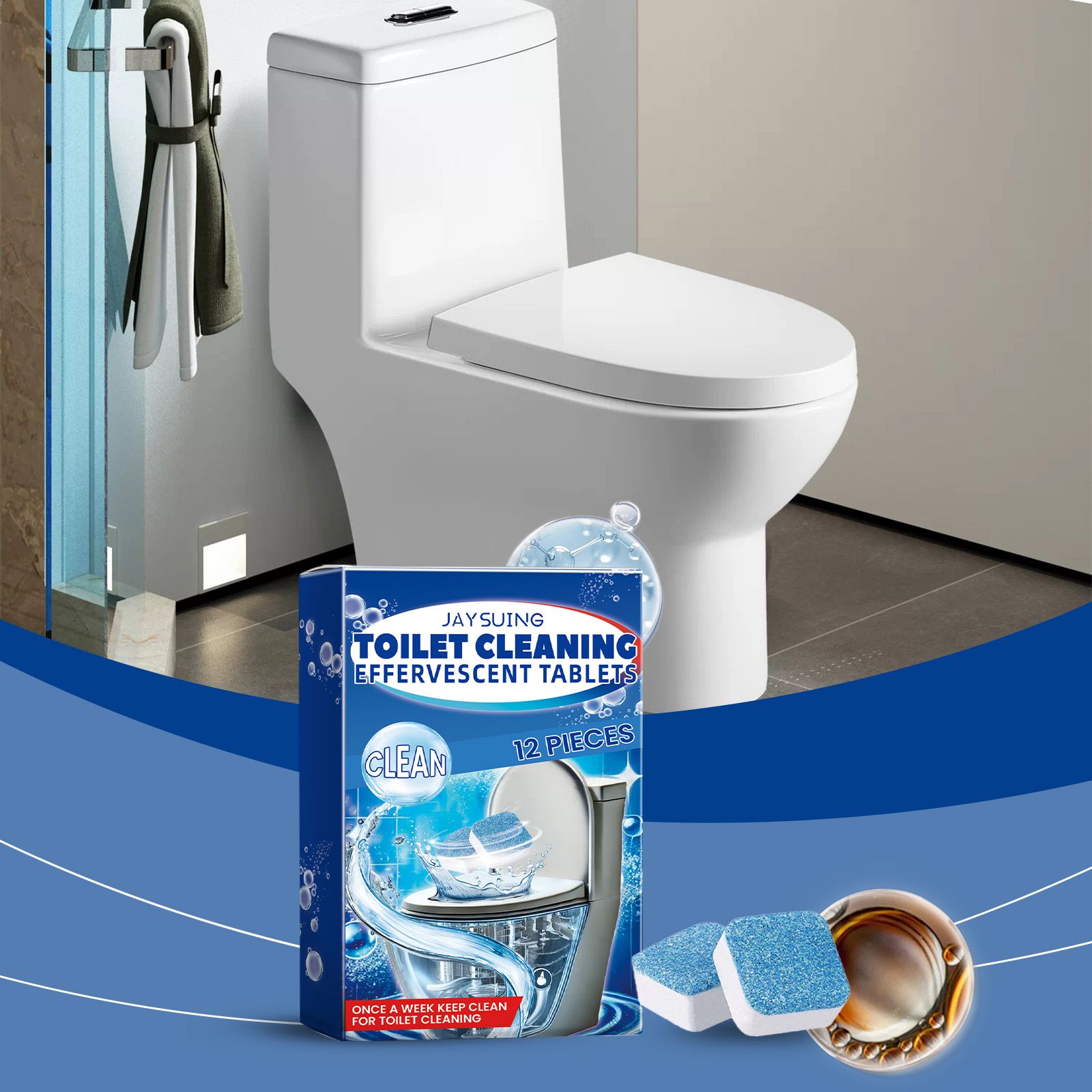 JAYSUING Toilet Bowl Cleaning Tablets, 12 Pieces photo 6