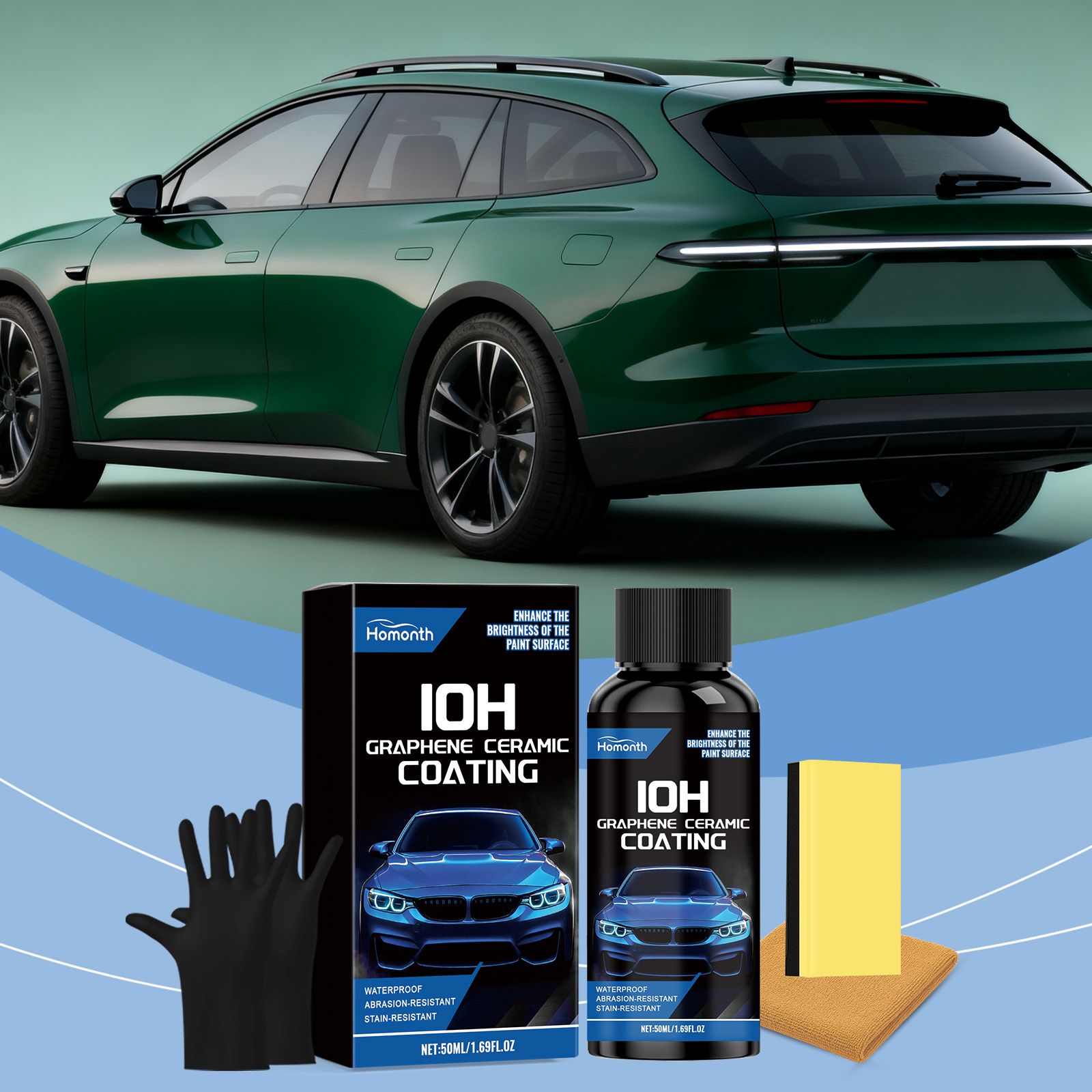 HOMONTH Automotive Ceramic Coating Kit, 50 ml Kit with Applicators photo 6