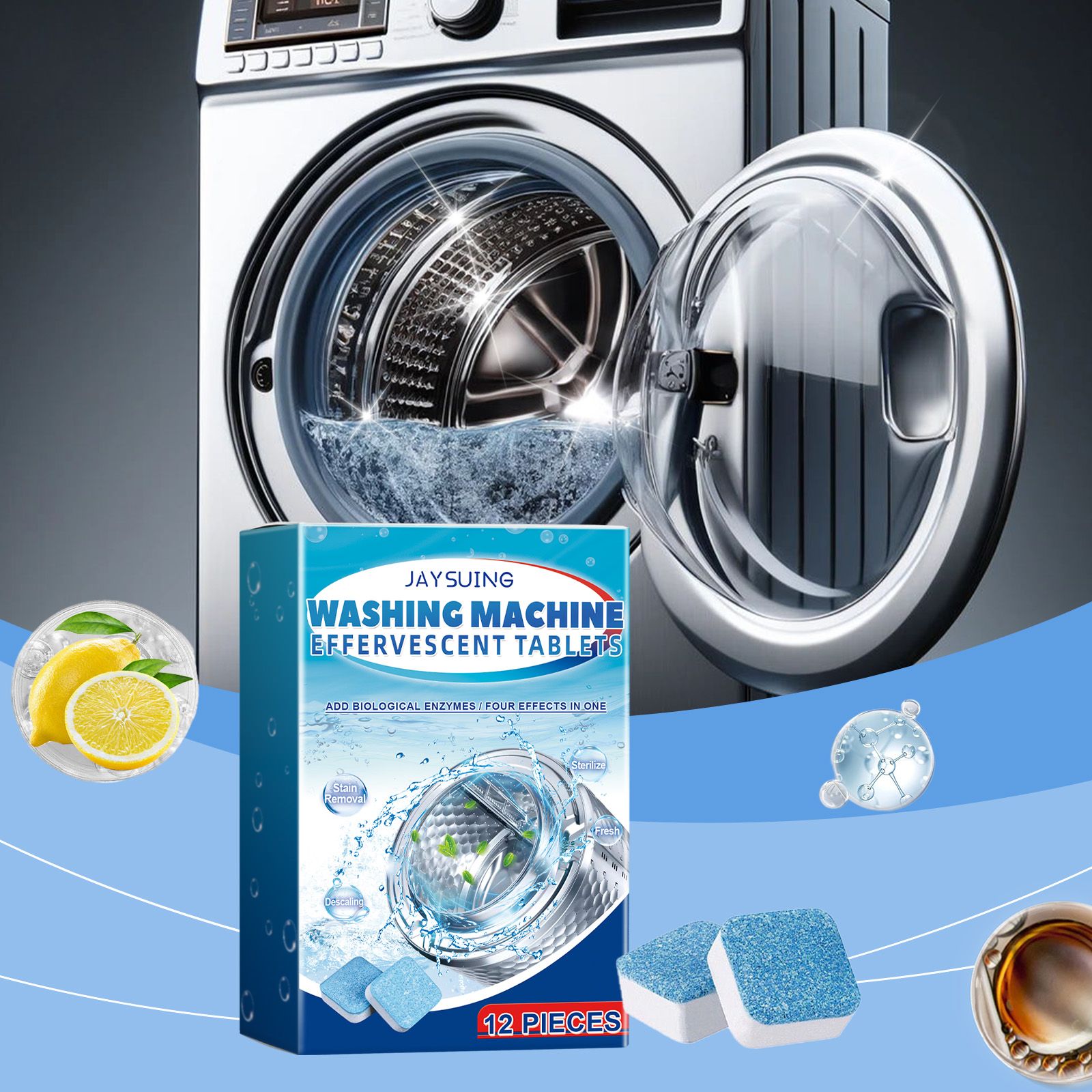JAYSUING Washing Machine Cleaning Tablets, 12 Pieces photo 6