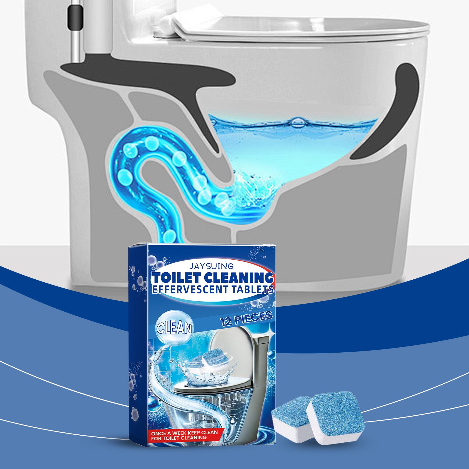 JAYSUING Toilet Bowl Cleaning Tablets, 12 Pieces photo 3