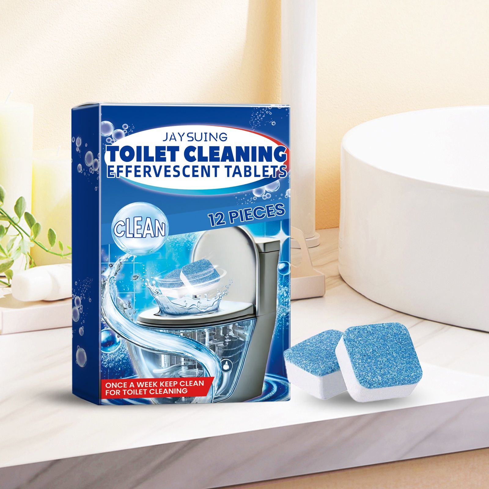 JAYSUING Toilet Bowl Cleaning Tablets, 12 Pieces photo 4