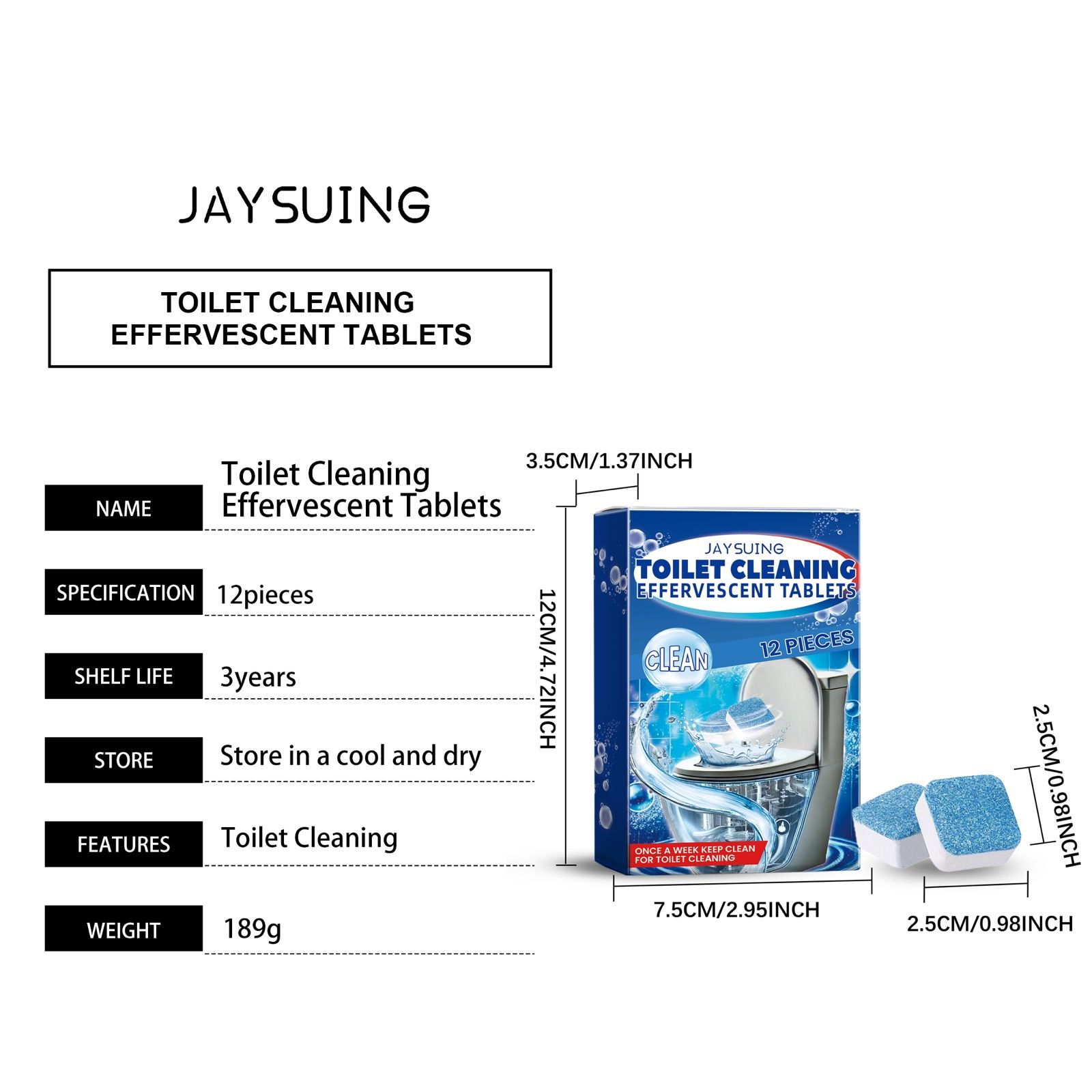 JAYSUING Toilet Bowl Cleaning Tablets, 12 Pieces photo 7