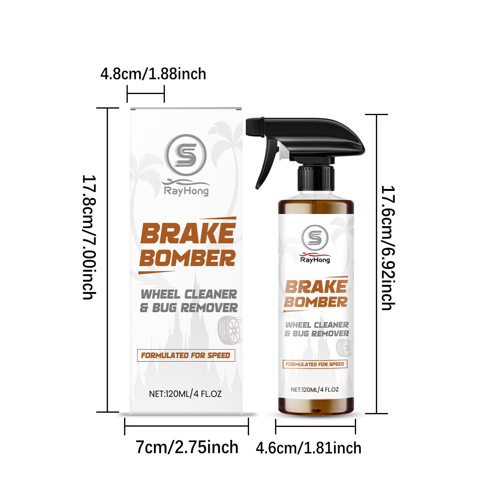 RAYHONG Automotive Wheel Cleaner, 120 ml / 1 Bottle photo 3