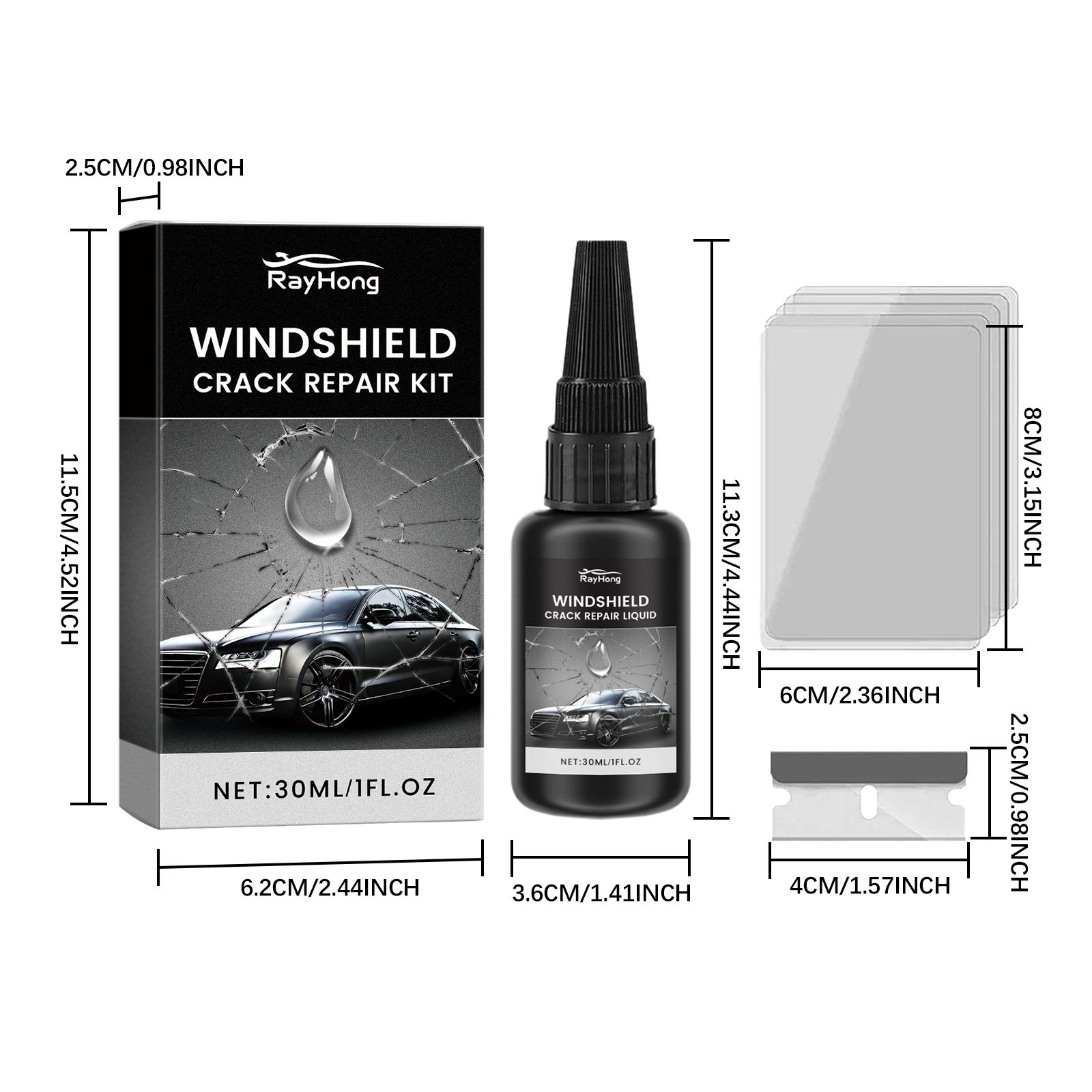 RAYHONG Windshield Repair Adhesive Kit, 1 Kit photo 2