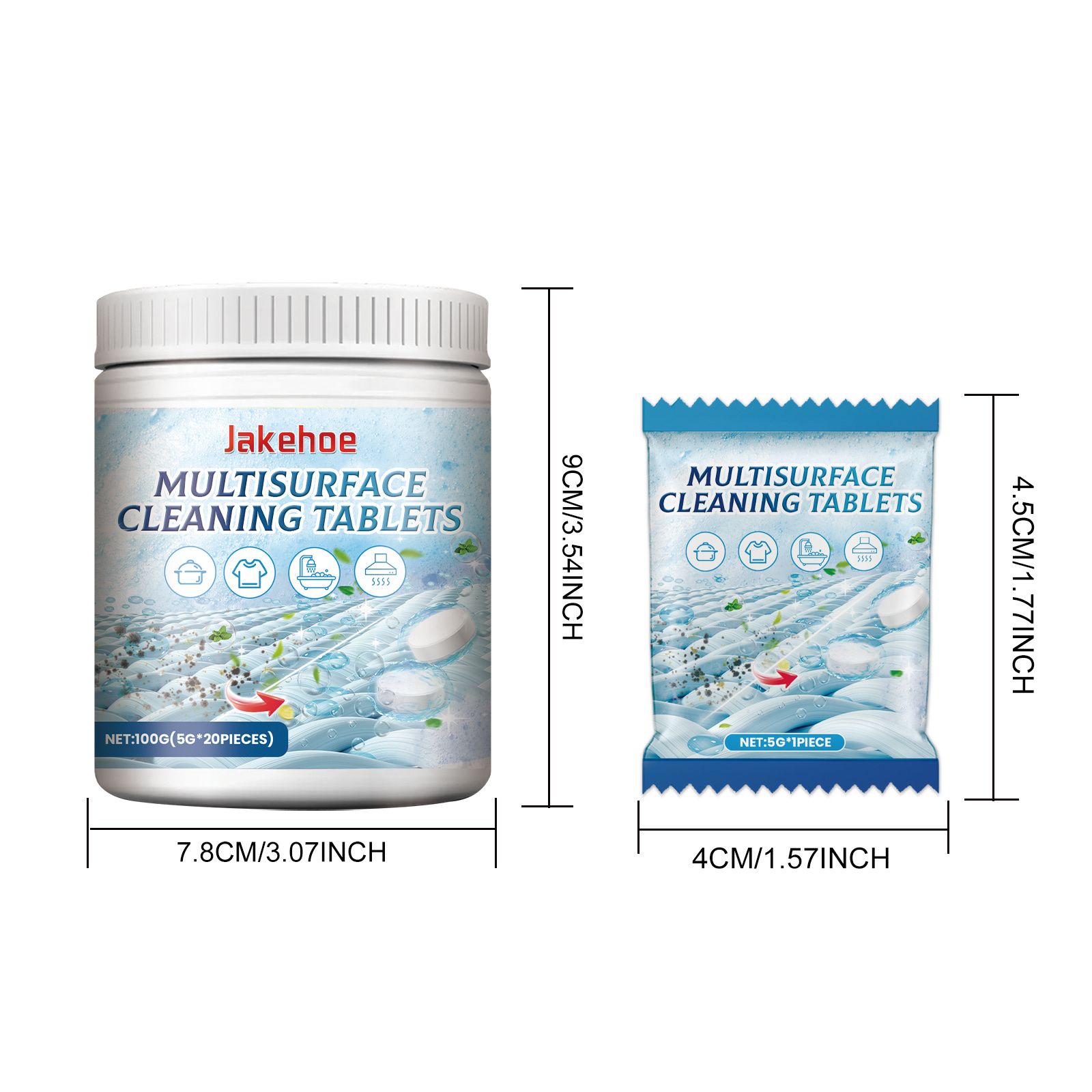 JAKEHOE Multi-Surface Cleaning Tablets, 20 Pieces photo 2