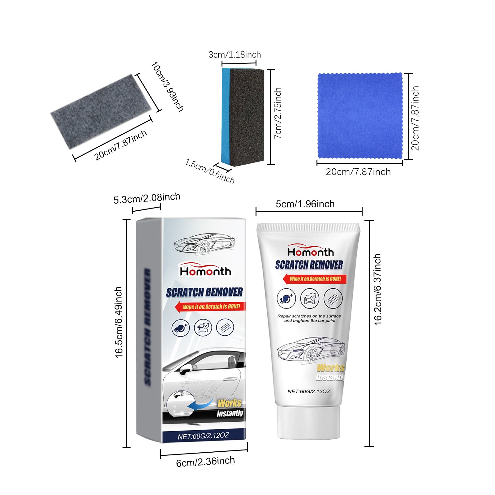 HOMONTH Automotive Paint Scratch Care Cloth Kit, 60 g Kit photo 2