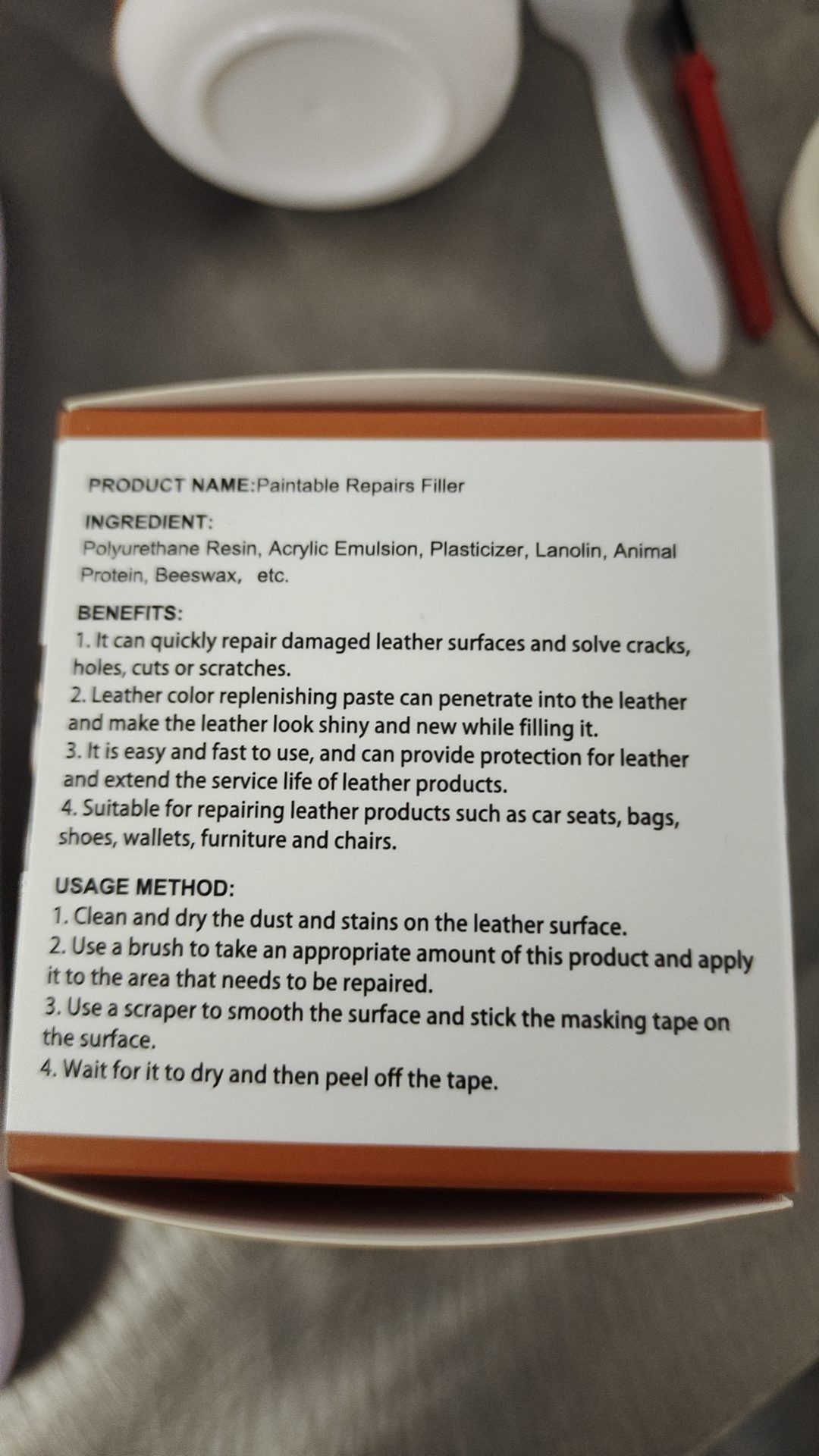 RAYHONG Automotive Leather Filler Paste, 1 Kit photo 2