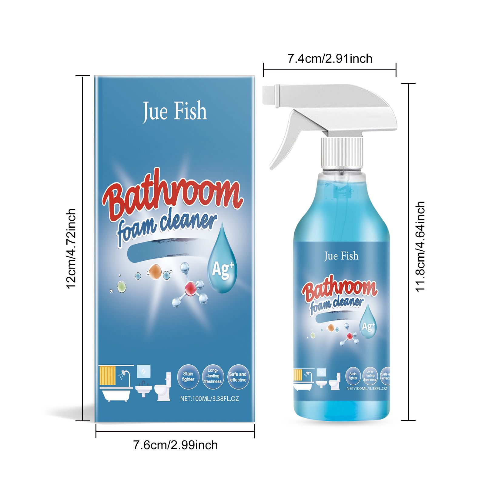 JUE FISH Bathroom Cleaner Spray, 100 ml / 1 Bottle photo 2