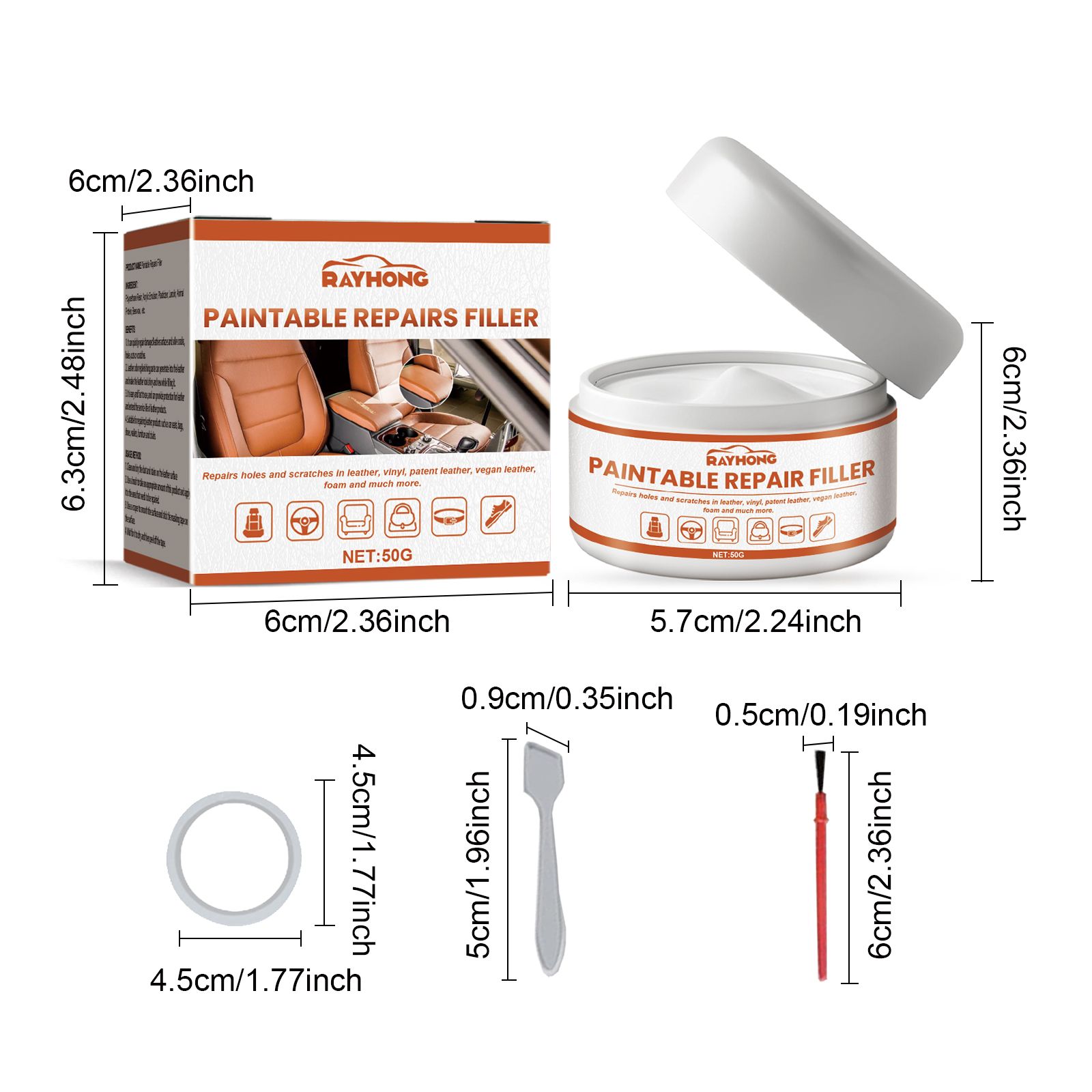 RAYHONG Automotive Leather Filler Paste, 1 Kit photo 3