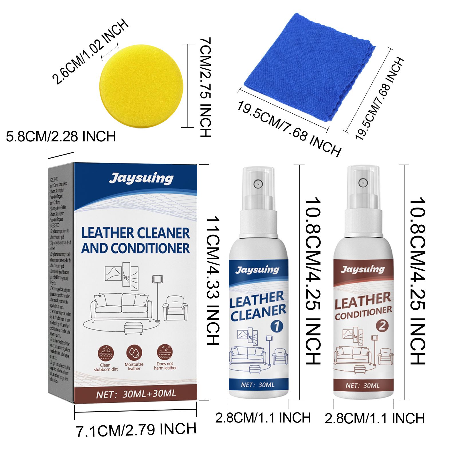 JAYSUING Leather Cleaning and Care Kit, 2 x 30 ml Kit photo 2
