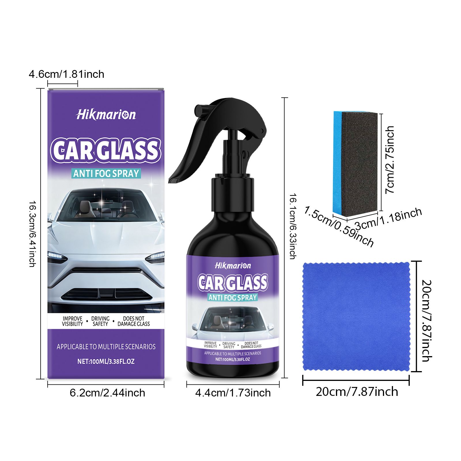 Hikmarion Automotive Glass Anti-Fog Spray, 1 Kit photo 2