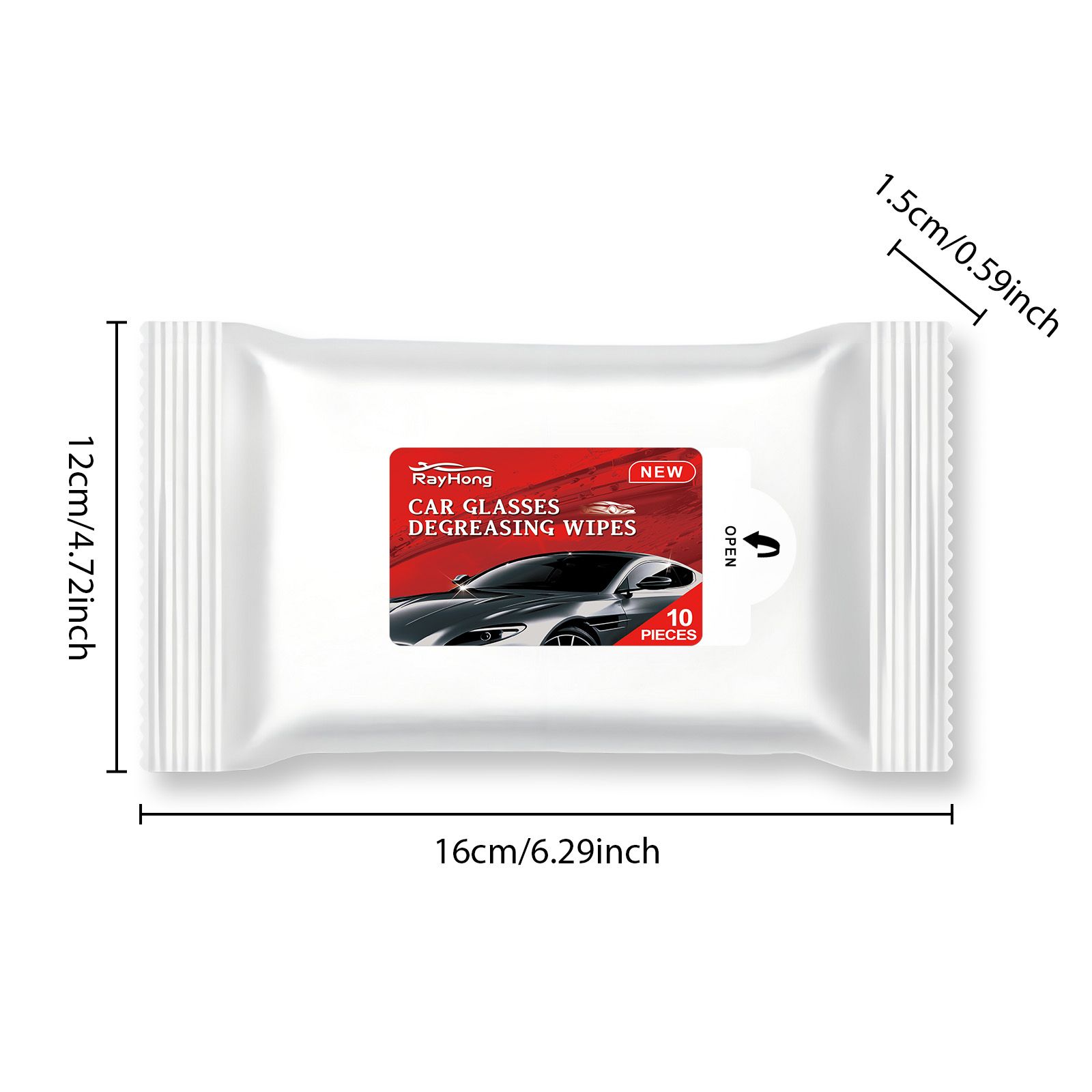 RAYHONG Automotive Windshield Glass Film Cleaning Wipes, 10 Pieces / 1 Pack photo 3
