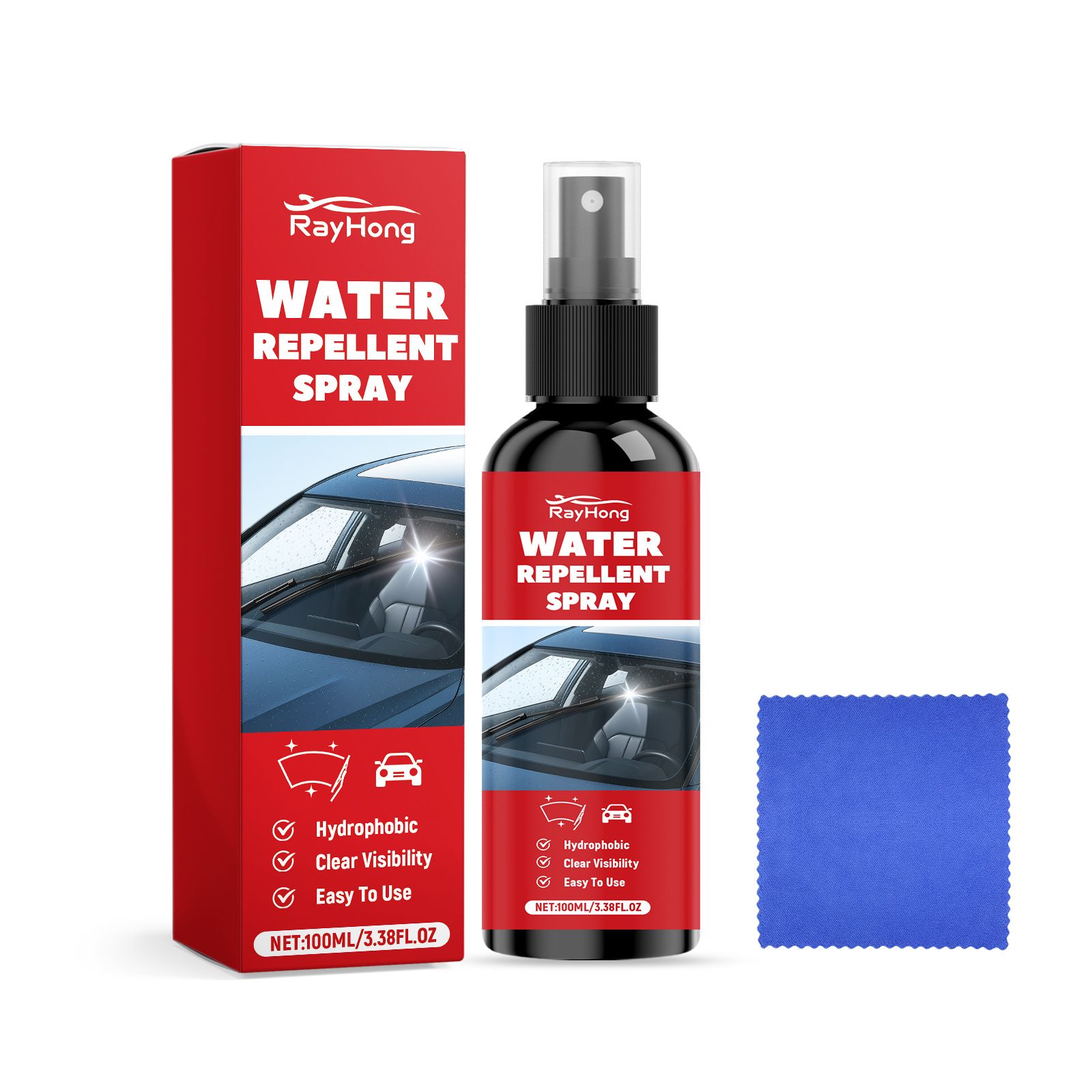 RAYHONG Automotive Windshield Hydrophobic Care Spray, 1 Kit photo 1