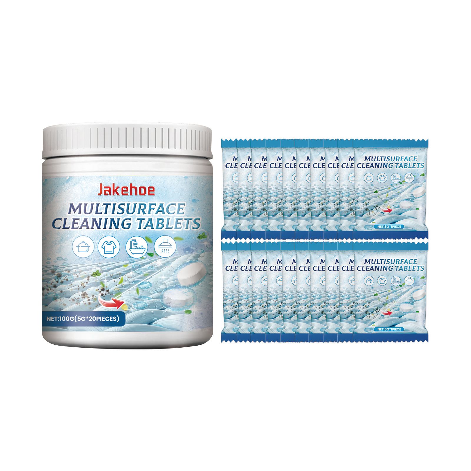 JAKEHOE Multi-Surface Cleaning Tablets, 20 Pieces photo 1
