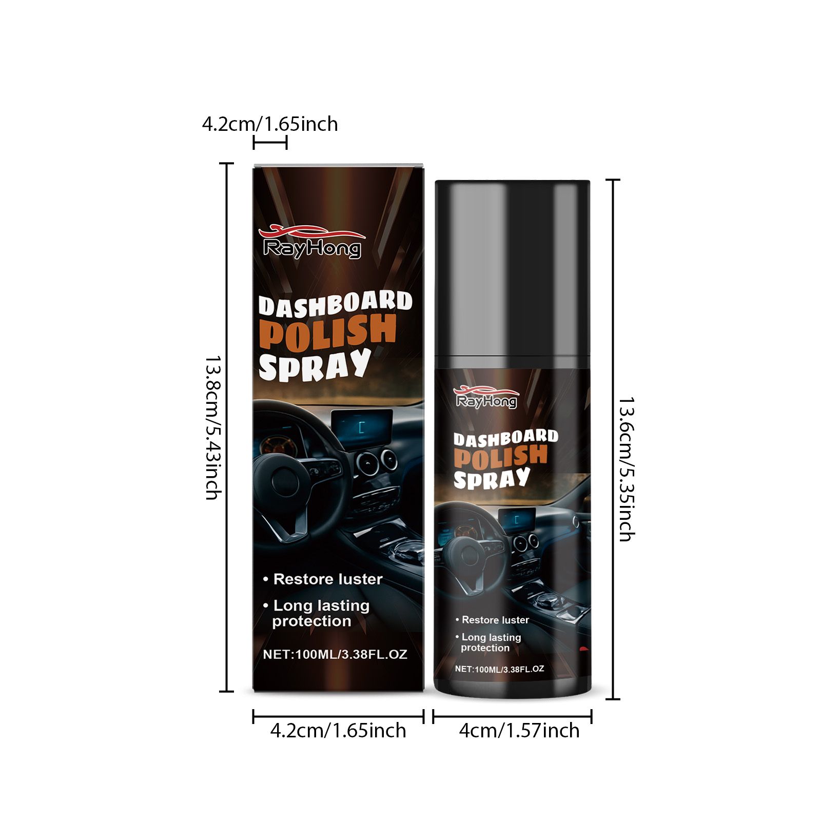 RAYHONG Automotive Interior Shine Spray, 100 ml / 1 Bottle photo 2