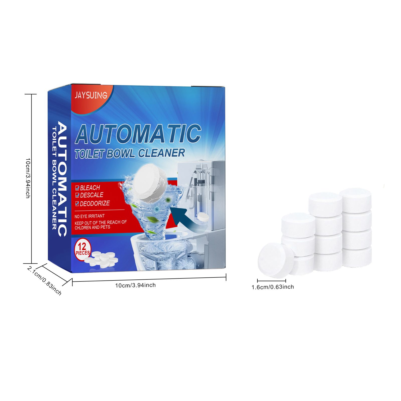 JAYSUING Toilet Bowl Cleaning Tablets, 12 Pieces photo 2