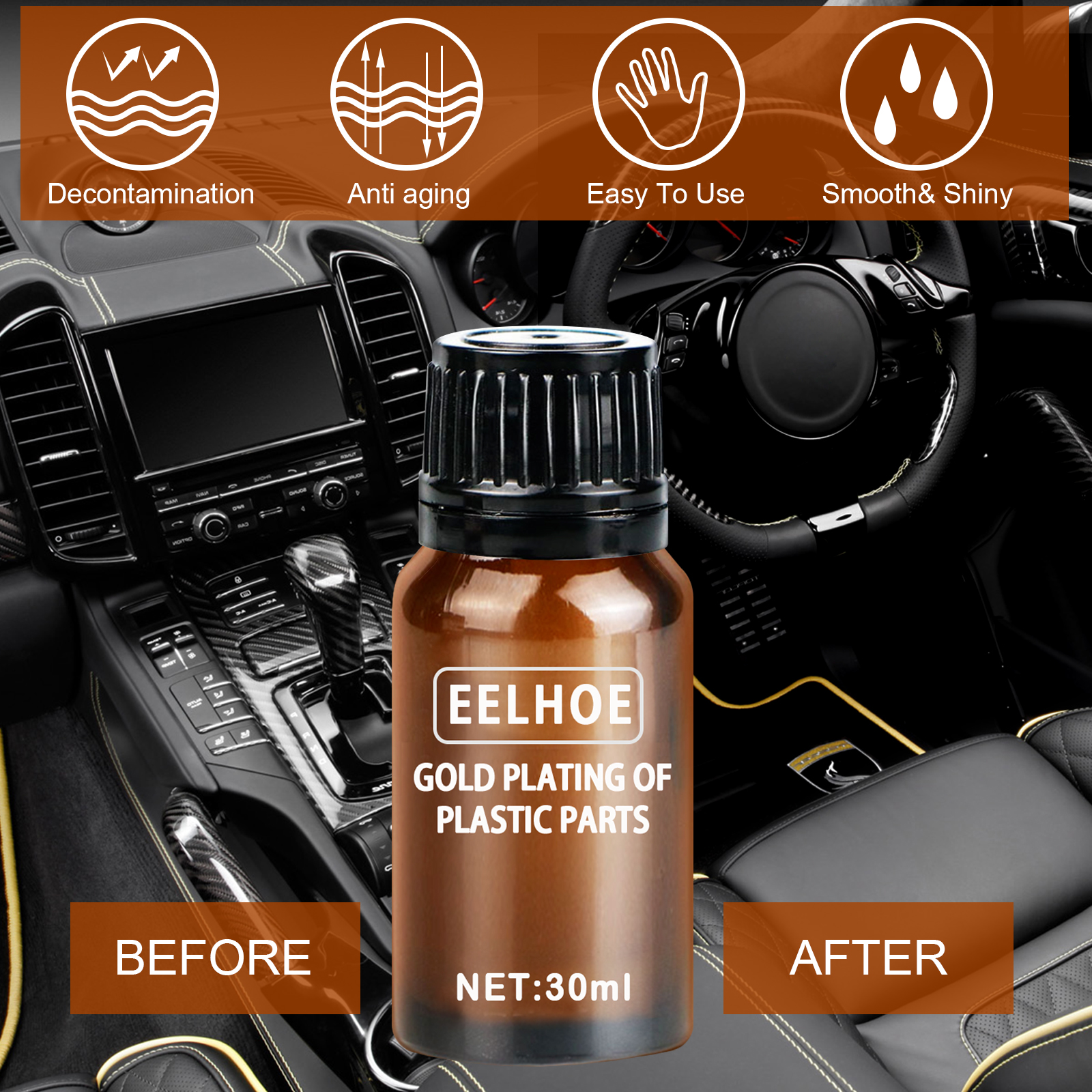 Plastic Crystal Coating Fluid 30ml Kit, Dashboard Interior Restorer photo 3